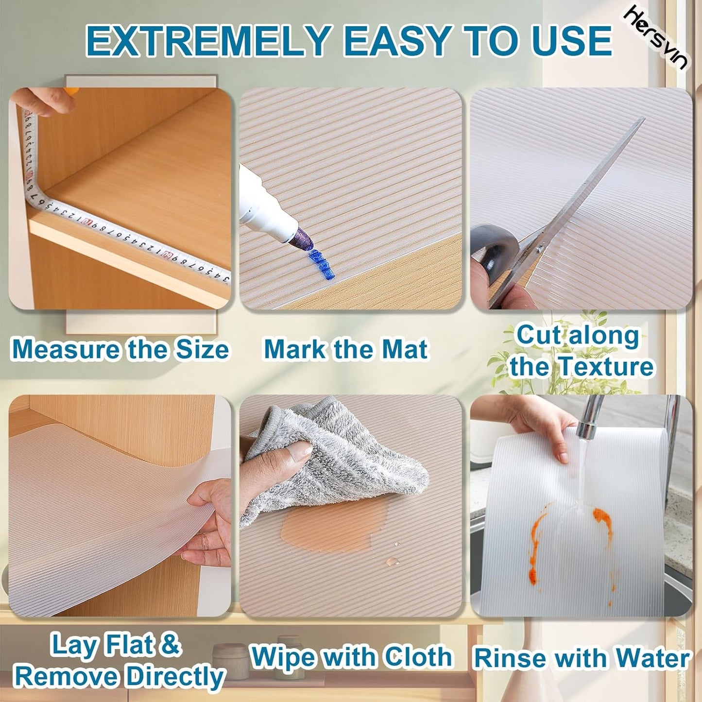 Shelf Liners 14 in x 20 ft EVA Drawer Mats, Non-Adhesive Cupboard Protector, Kitchen Cabinet Lining Fridge Liner (Clear Stripe, 35.6x610cm)