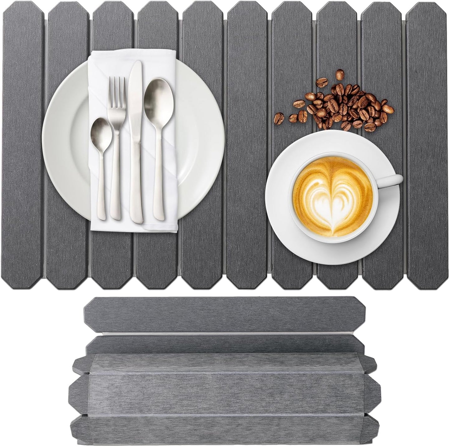 Large Stone Drying Mat for Kitchen Counter - 24"x16" Quick Dry Dish Drying Mat for Cups Dishes Bottles - Absorbent Non-Slip Diatomaceous Earth Mats (Dark Grey)