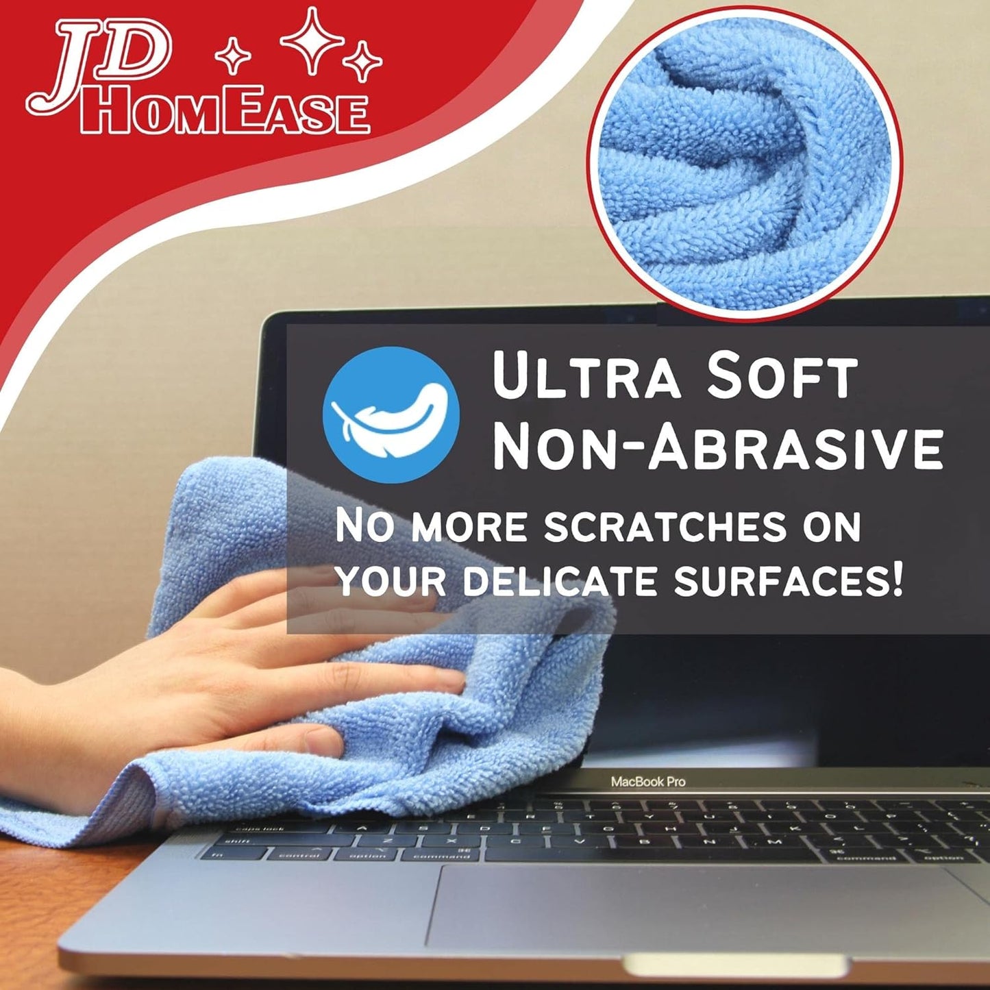 Microfiber Cleaning Cloths,48 Pack, 16"x16", All-Purpose, Softer, Highly Absorbent, Lint-Free, Reusable, Washable Pro Towels, Blue, for House, Kitchen, Bathroom, Car, Office