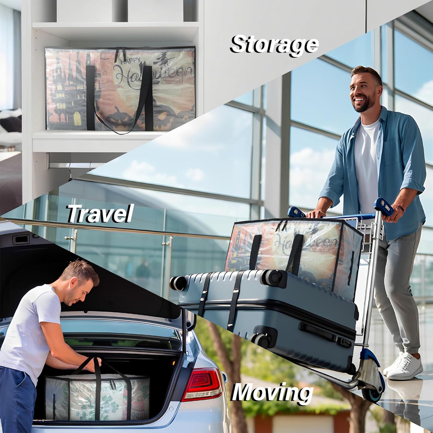 Heavy Duty 93L (24.5 Gallon) Stackable Storage Bins with Fully Openable Lids, Moving Bags Heavy Duty, Clear Plastic Totes for Moving Storage, Home Organization, Closet, Dorm Room. 4 Pack