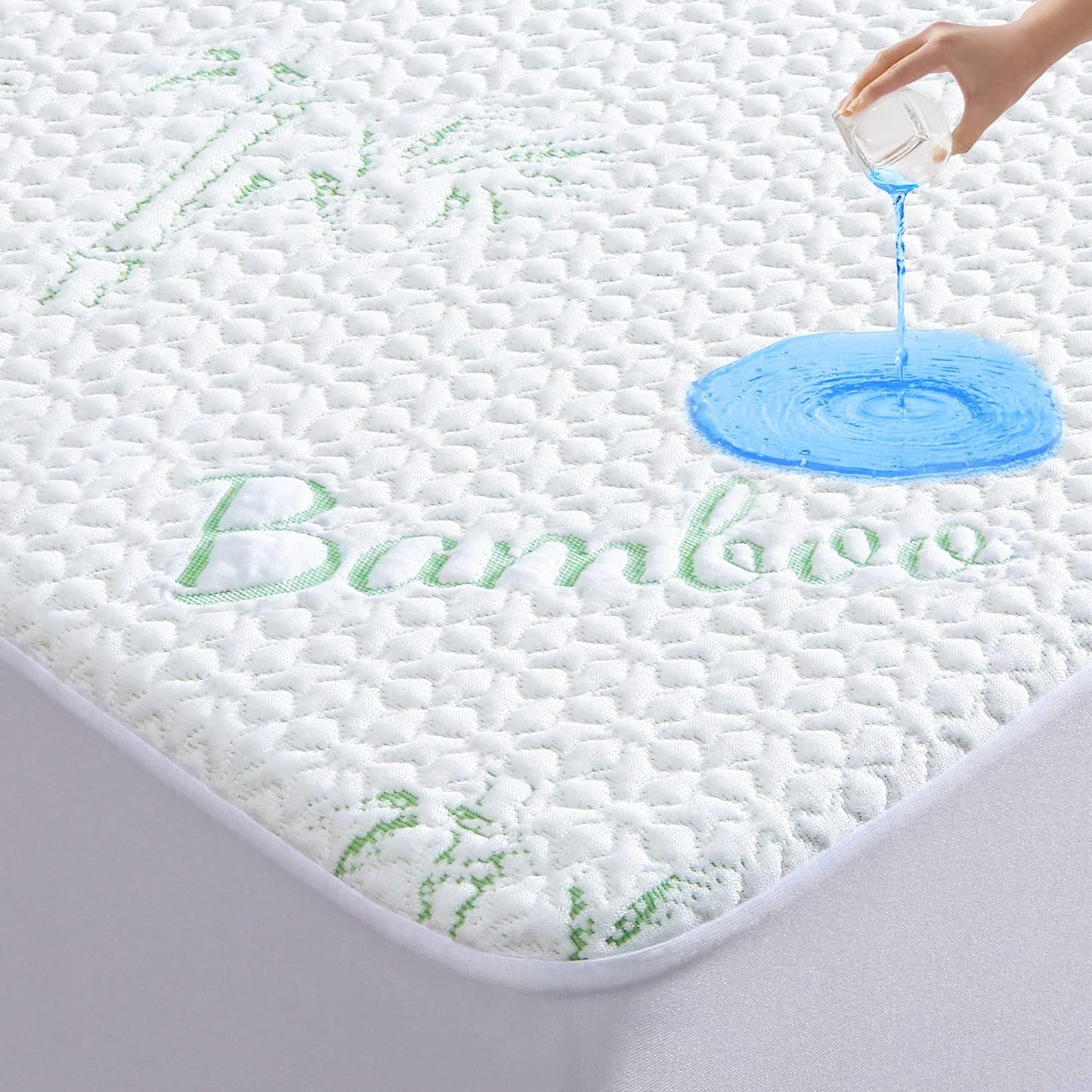 GOONIK Queen Mattress Protector, Breathable Bamboo Viscose Waterproof Queen Size Mattress Pad Cover with 6-18 inches Deep Pocket