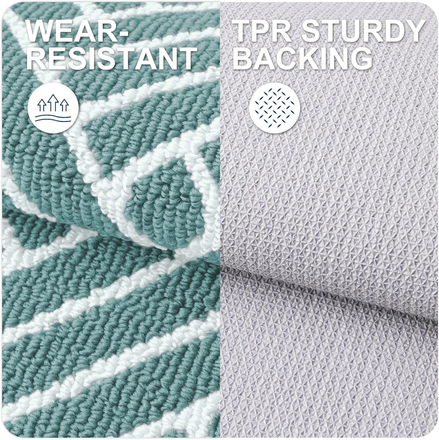 OLANLY Indoor Door Mat, 36x24 Inch, Dirt Resistant and Absorbent, Non-Slip Rubber Backing Floor Mats, Easy Clean Low-Profile Doormat for Entryway, Front Door, and Inside Entrance, Sage Green