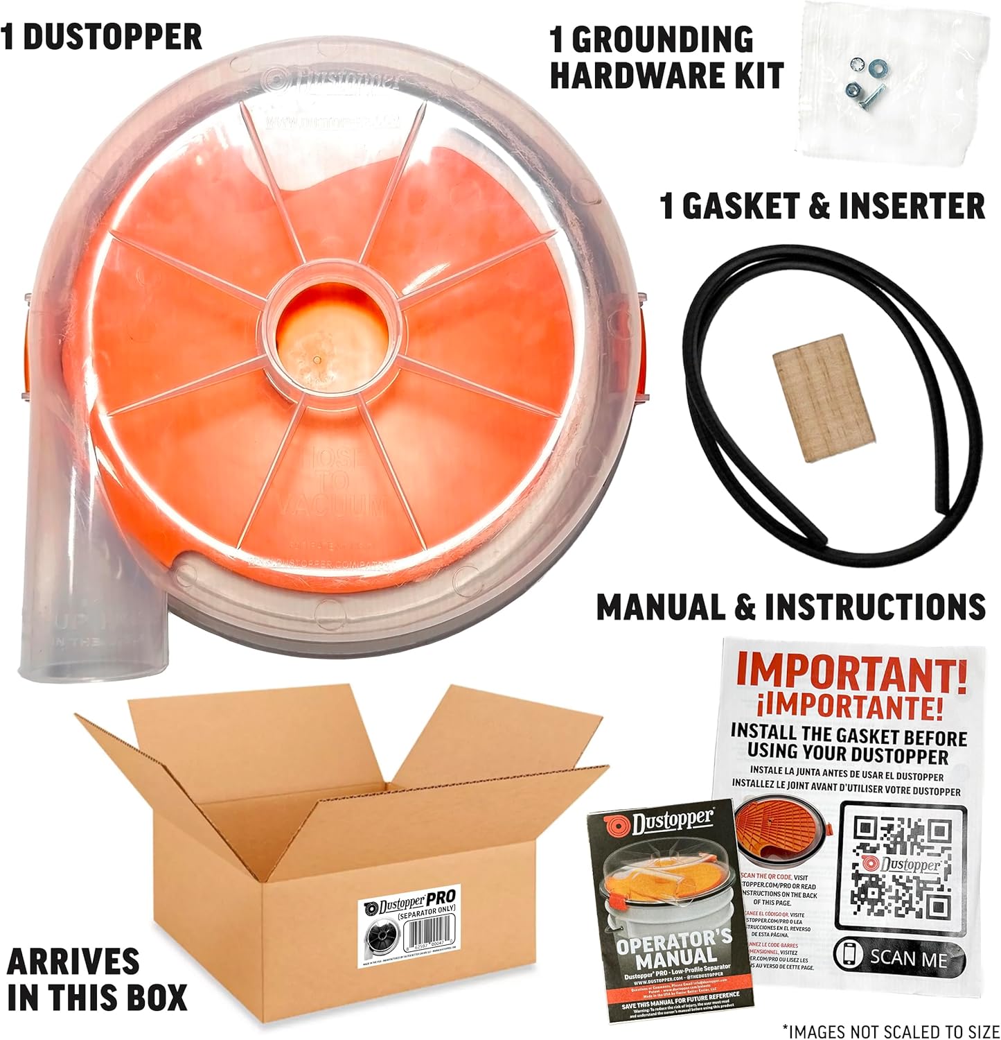 The Dustopper PRO, Separator Only (elbows & hose sold separately). Up to 99.9% efficient, low-profile dust separator connect to existing 2-1/2" nominal (2-1/4" actual) hoses & fittings