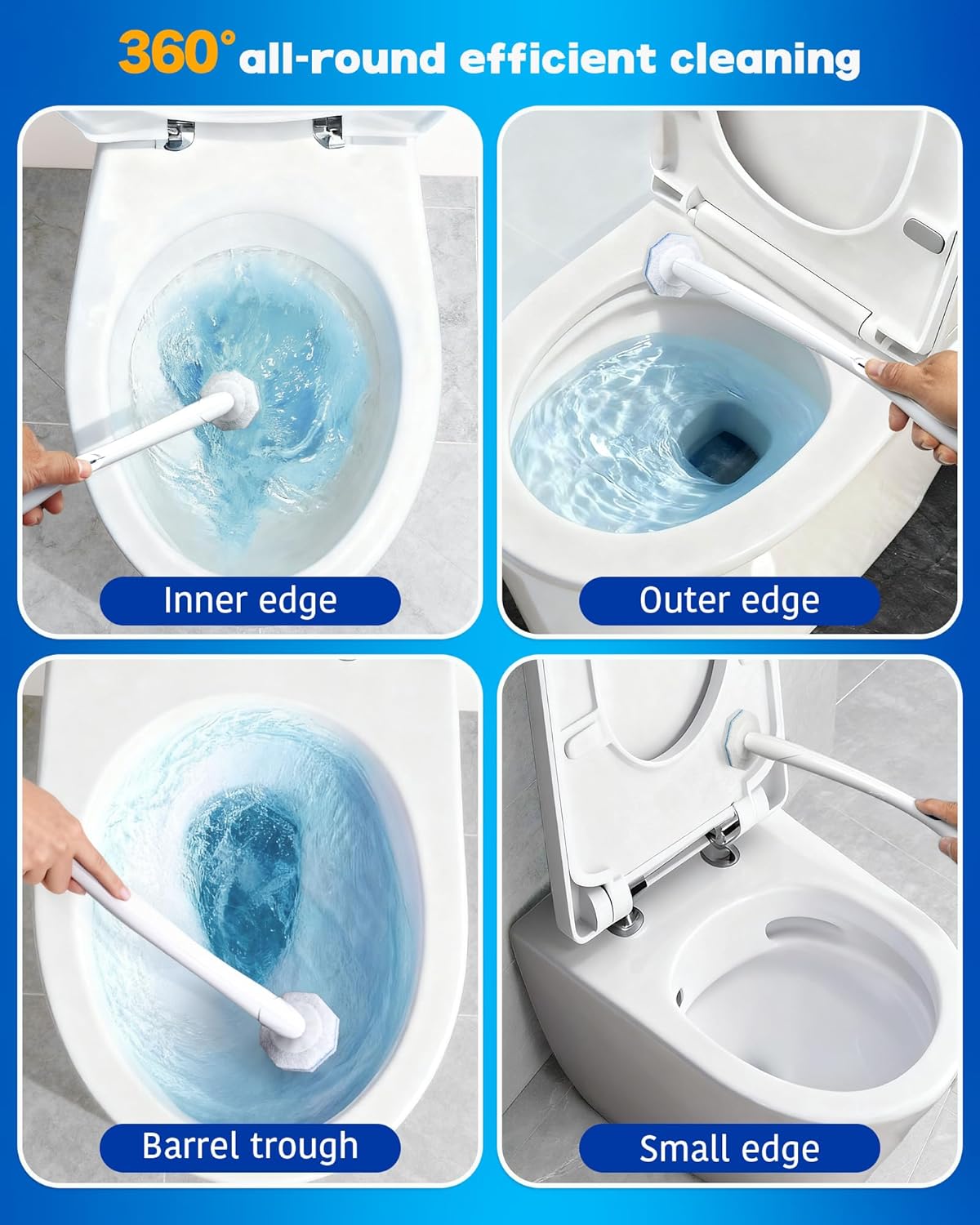 Toilet Wand Refills Compatible with Clorox Toilet Brushes, Instant Foam Cleaning, Secure Lock No Slipping, Odor Neutralizing, Easy Snap-On Design, 50 Pack