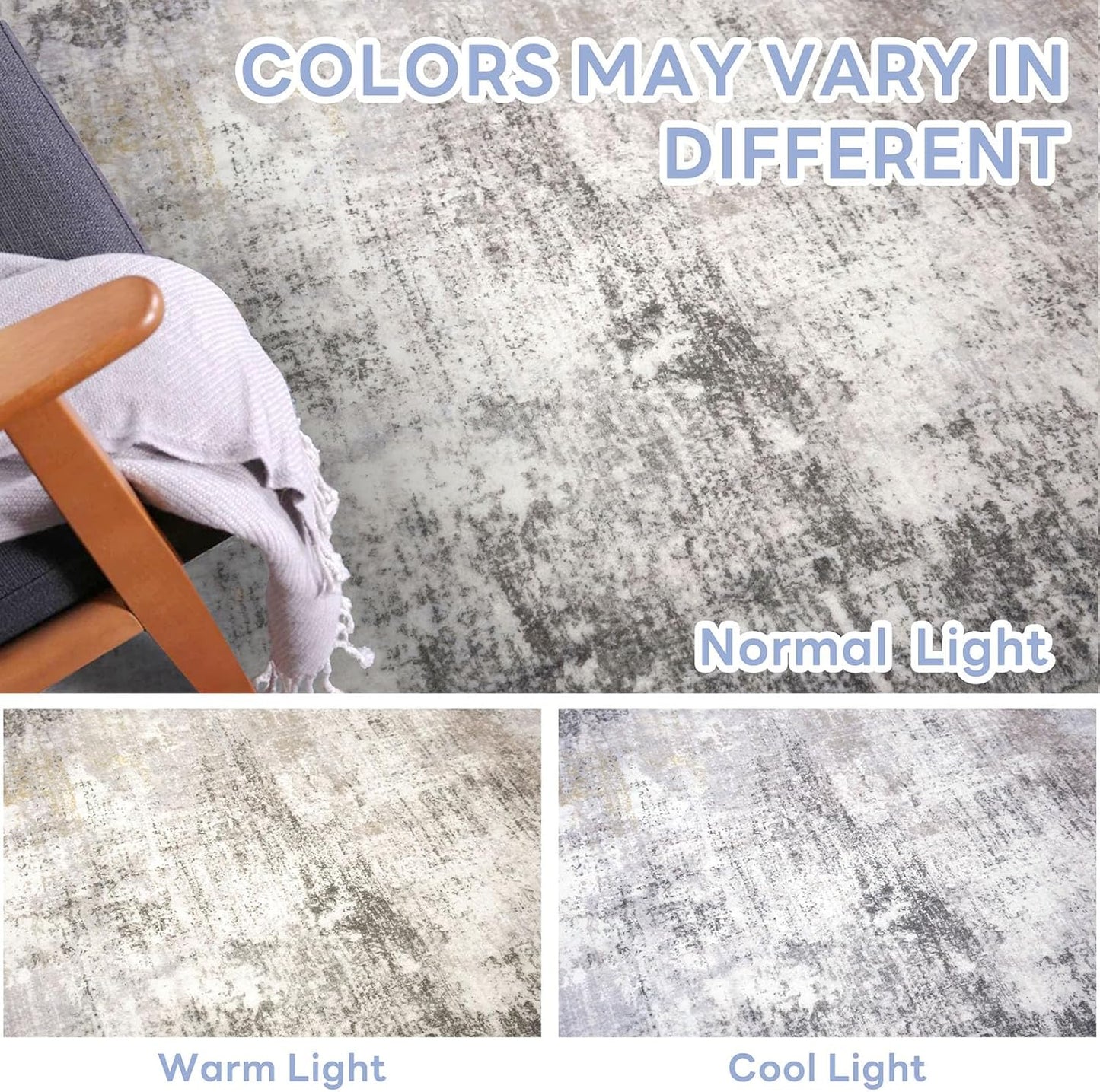 IOHOUZE Abstract Runner Rug 3x8 Ft Washable Runners for Hallways, Non Slip Kitchen Runner Printed Faux Wool Entryway Runner Indoor, Modern Abstract Floor Carpet for Hall Bedroom, Grey Beige