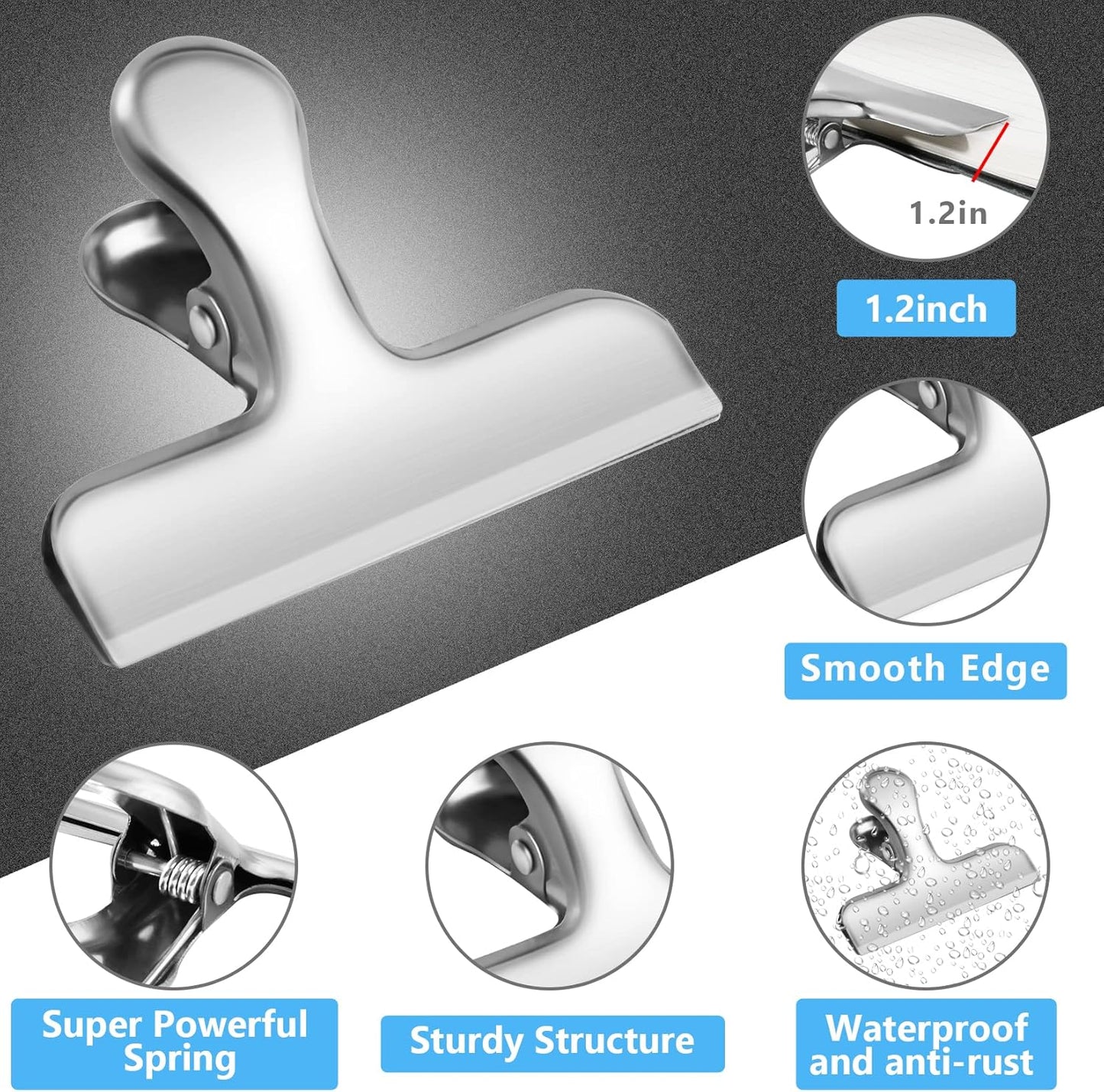 Chip Clips, 8 Pack Stainless Steel Chip Clips, Chip Clips Bag Clips Food Clips, Bag Clips for Food, Clips for Food Packages, Chip Bag Clips - Air Tight Seal, Heavy Duty Snack Clips Kitchen Clips