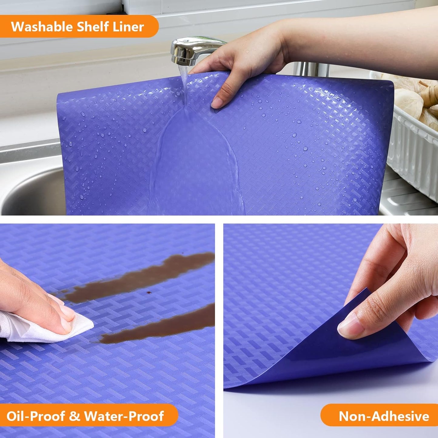 Shelf Liners for Kitchen Cabinets Refrigerator Liners Waterproof Plastic Kitchen Cupboard Liner Non Adhesive Drawer Mats EVA Material Fridge Liner for Shelves - Blue 11.8 x 59 Inches