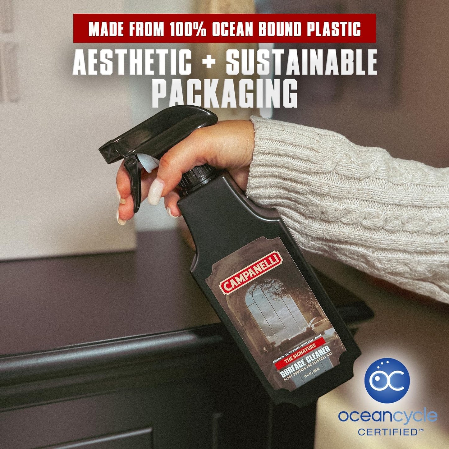 CAMPANELLI Multi-Purpose Surface Cleaner for Kitchen, Bathroom, Hard Surfaces - Plant-Powered, Scented - 20 oz, The Signature