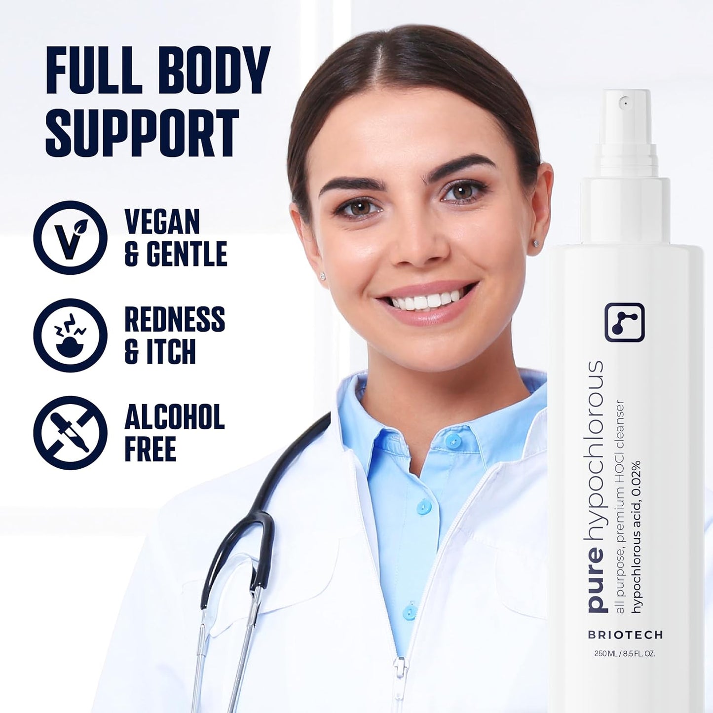 BRIOTECH Pure Hypochlorous Acid Cleanser, Original Premium HOCl Topical Solution, Multi-Purpose Cleaner, Family Approved & Pet Friendly, 1 Gallon Refill (4 Pack)