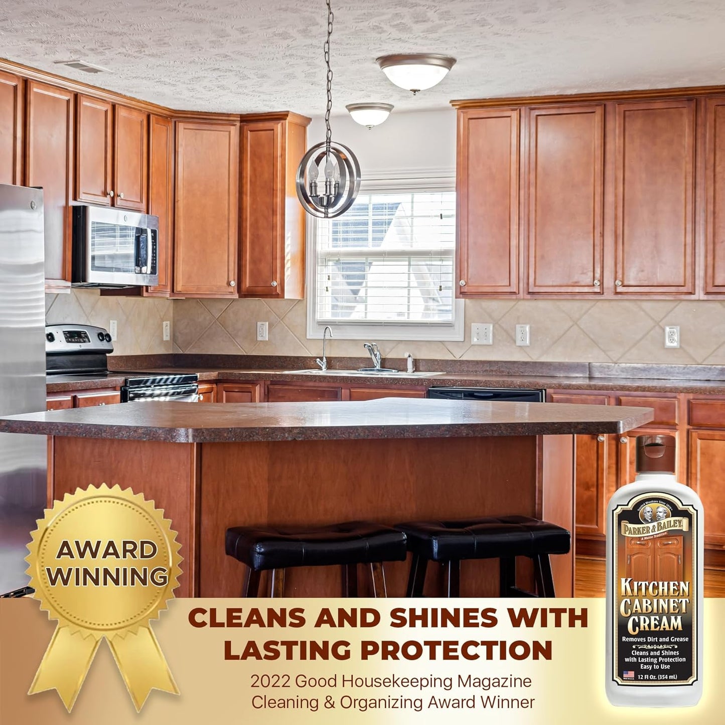 PARKER & BAILEY KITCHEN CABINET CREAM - Multi-surface Wood Cleaner and Polish Furniture Quick Shine Restorer Protector Cabinets Surface Cleaner House Cleaning Supplies Home Improvement