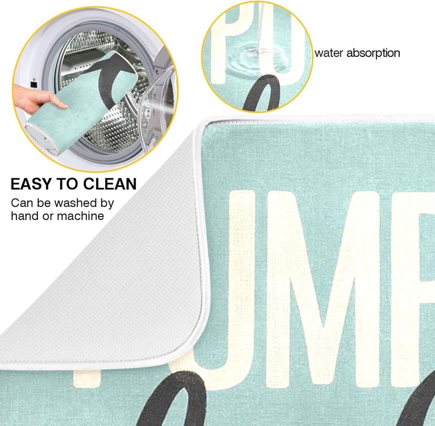 Hello Pumpkin Turquoise Fall Dish Drying Mat for Kitchen Countertop 18x24 Aqua Teal Autumn Large Drying Mat Reusable Quick Dry Dish Sink Mats Easy Clean Decorative Essentials