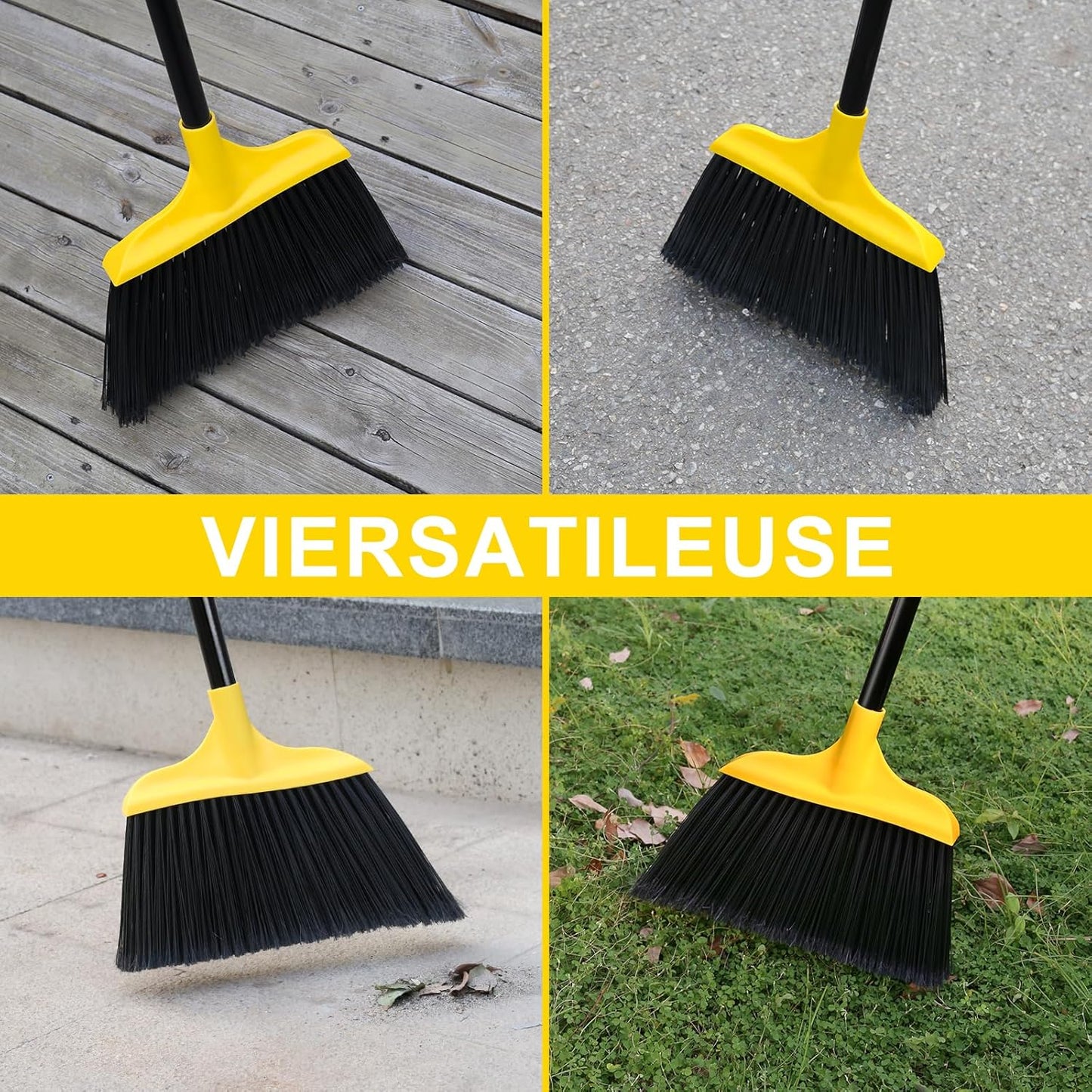 Kefanta 3 Pack Outdoor Broom Heavy-Duty Indoor Commercial Brooms 54 Inches for Courtyard Garage Restaurant Lobby Patio Mall Market Office Shop Home Kitchen Office Floor