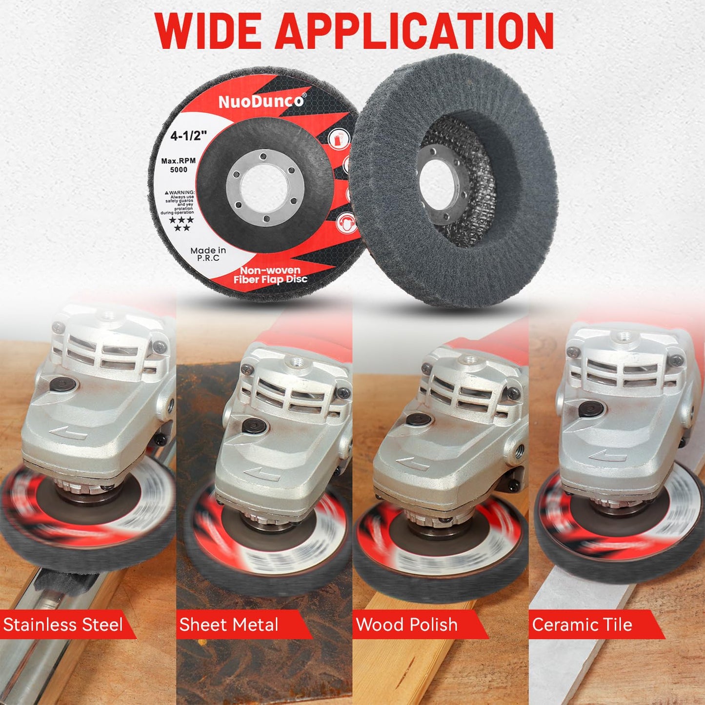 10Pcs 600 Grit Scour Flap Disc 4 1/2 Inch Angle Grinder Attachment Stainless Steel Aluminum Polishing Wheel Scouring Pad Wire Brush Sanding Disc