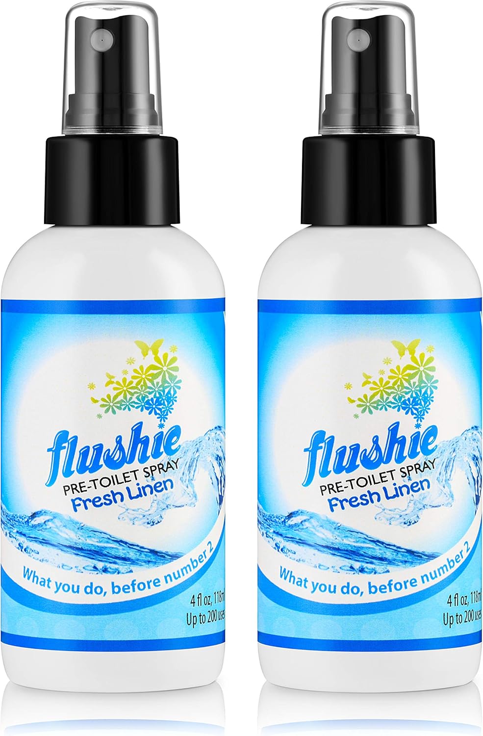 Flushie Pre-Toilet Spray for Poop Travel Size Toiletries Bathroom Spray for Poop Spray for Toilet Deodorizer Traveling Essentials Poop deodorizer Poop Odor eliminator 4oz (Linen, 4 Pack)