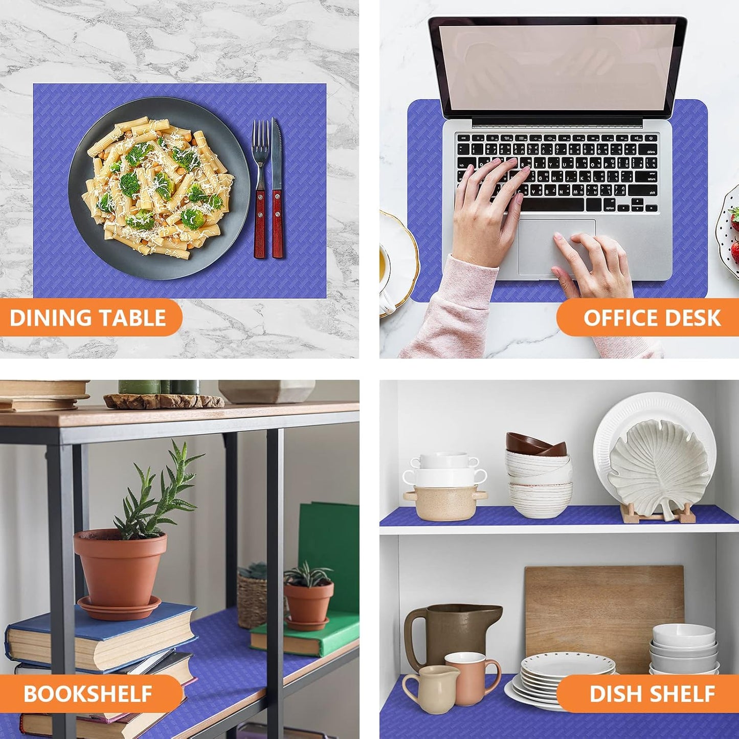 Shelf Liners for Kitchen Cabinets Refrigerator Liners Waterproof Plastic Kitchen Cupboard Liner Non Adhesive Drawer Mats EVA Material Fridge Liner for Shelves - Blue 11.8 x 118 Inches