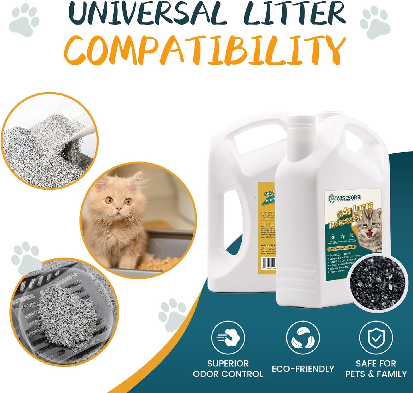 Cat Litter Deodorizer - 4Lb Activated Carbon Litter Box Odor Eliminator Absorber Unscented, Cat Litter Odor Control Room Deodorizer Solution for Homes with Pets