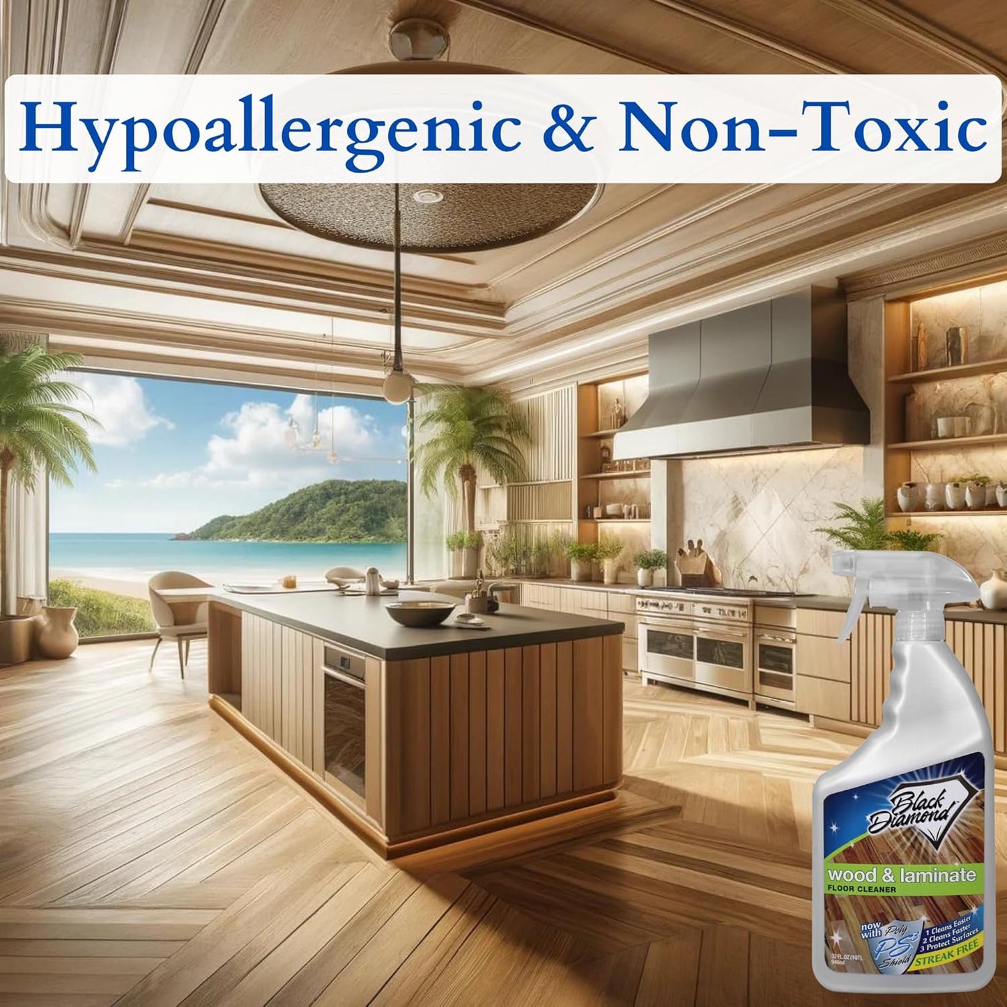 Black Diamond Stoneworks Wood & Laminate Floor Cleaner- Ready to Use Non-Toxic No-Rinse Formula - Safe for Vinyl, Wood, and Engineered Floors (512 Fl Oz)