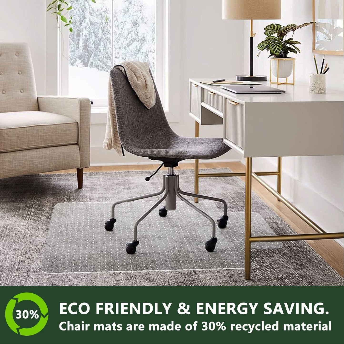 FuturHydro Office Chair Mat for Carpet, 46" x 60" Clear Office Home Floor Protector Mat, Transparent Mats for Office, Home and Gaming Floors (Rectangle)