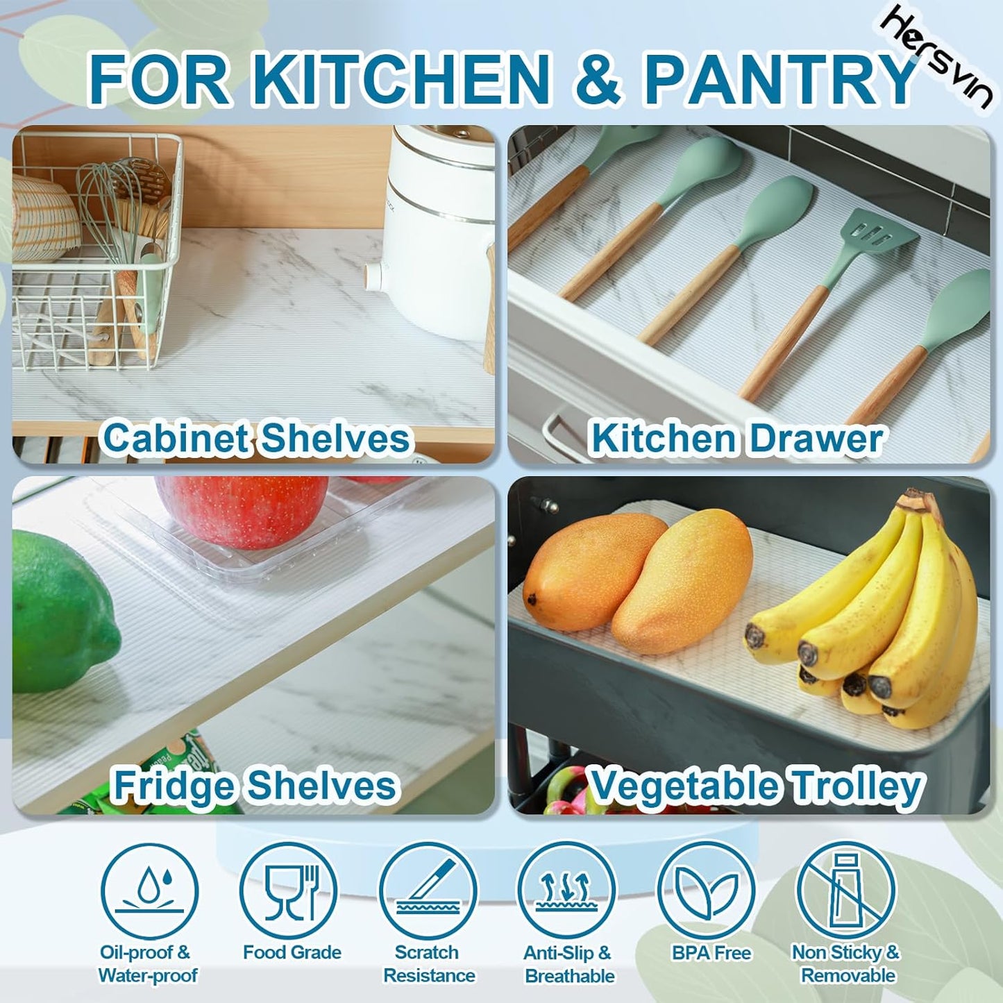 Shelf Liners 10 in x 20 ft EVA Drawer Mats, Non-Adhesive Cupboard Protector, Kitchen Cabinet Lining Fridge Liner (White Marble Stripe, 25.4x610cm)