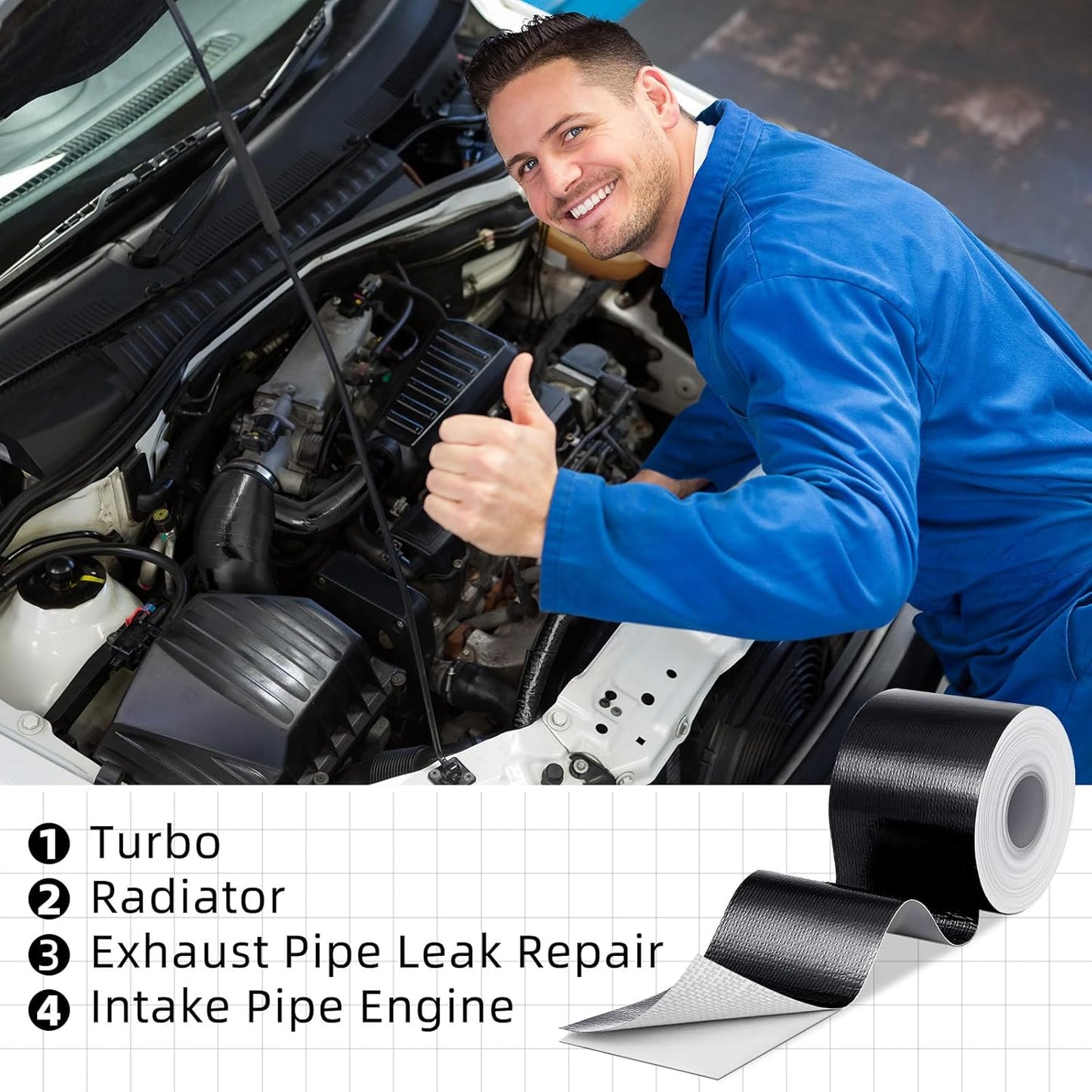 Zonon 2 Rolls Aluminum Foil Tape Heat Shield Tape Barrier Adhesive Reflective Fiberglass Thermal Insulation Reflective Material High Temp Protection(Black,2 Inch X 32.8 ft)