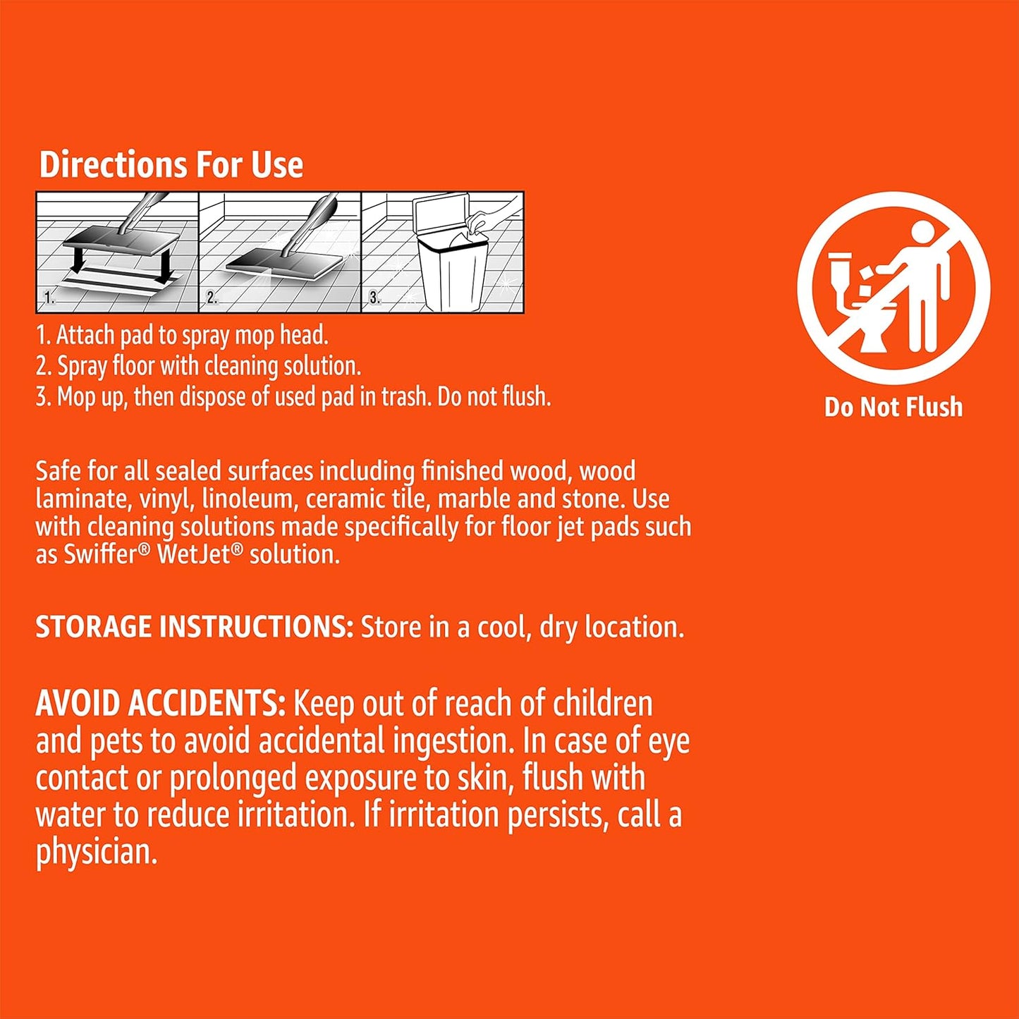 Amazon Basics Floor Mopping Pads, Fits Swiffer WetJet Mopping Systems, 36 Count (Pack of 1)