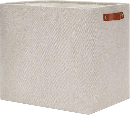 DULLEMELO Fabric Storage Basket, Large Storage Bin for Organization, Closet Storage Bins for Clothes Blankets Nursery Shelves, Collapsible Storage Container Box with Handles(Cream)