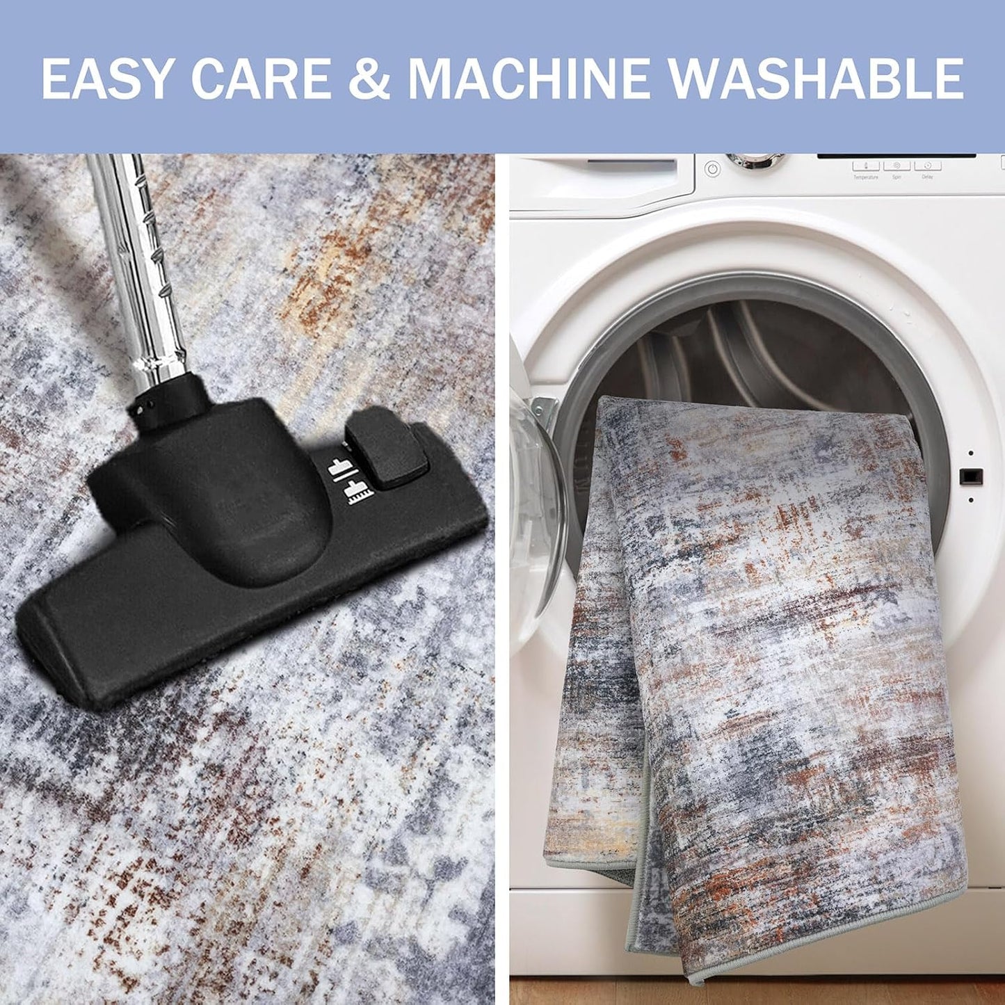 IOHOUZE Abstract Runner Rug 2x7 Ft Washable Runners for Hallways, Non Slip Kitchen Runner Printed Faux Wool Entryway Runners Indoor, Modern Abstract Floor Carpet for Hall Kitchen Bedroom, Orange Grey