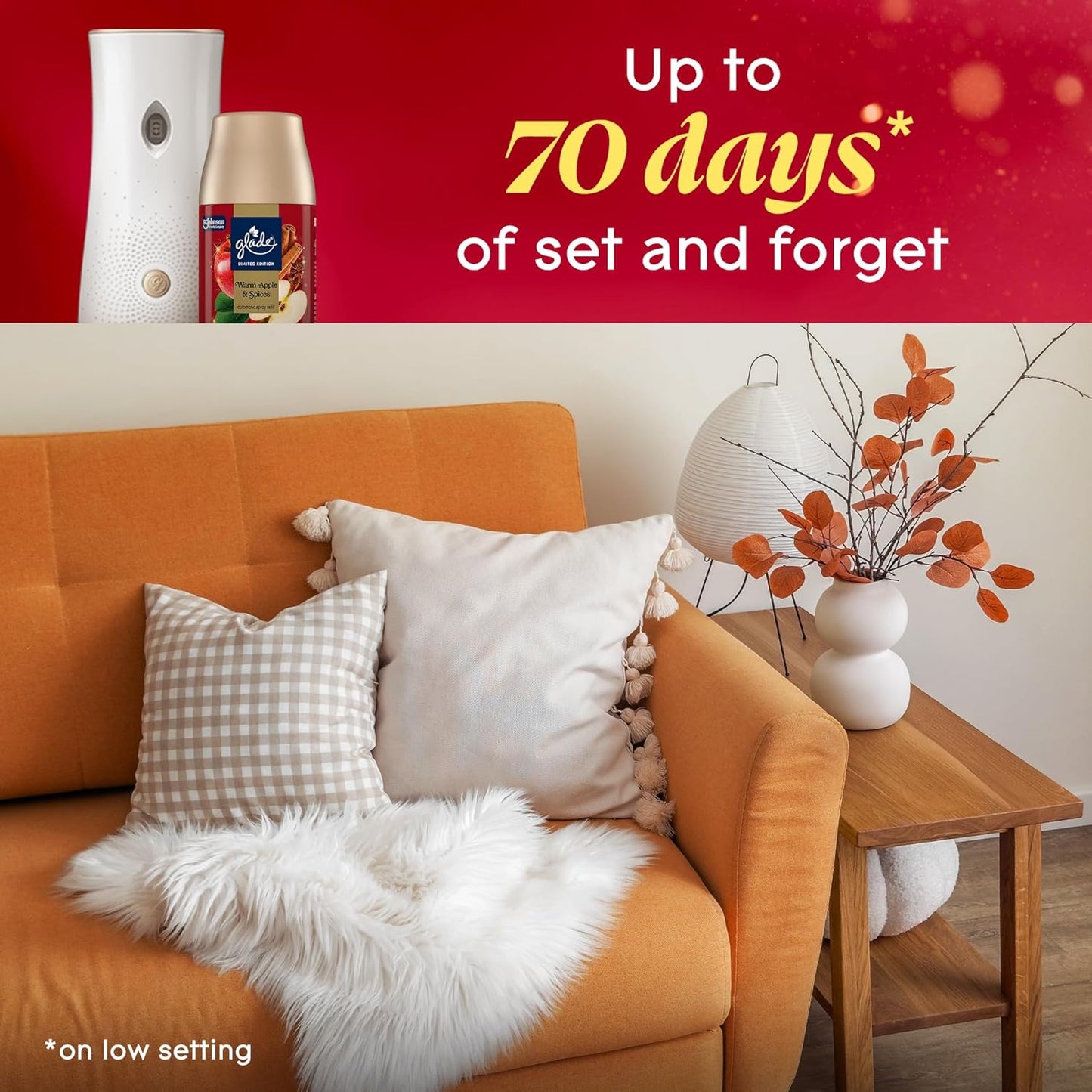 Glade Automatic Spray Refill, Warm Apple & Spices, Scented Air Freshener for Home and Bathroom, 6.2 Oz, 3 Count