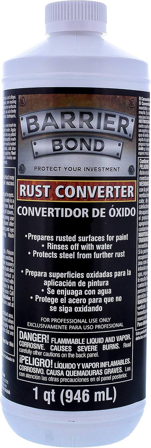 Custom Shop Barrier Bond - Rust Converter & Metal Primer 1-Quart - Rust Inhibitor, Metal Treatment & Protection for Auto, Industrial, Home
