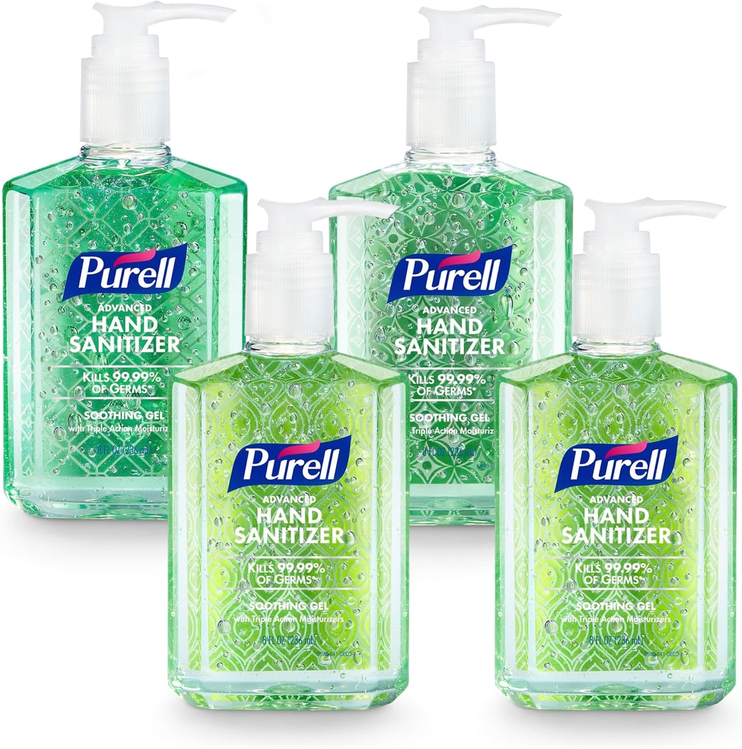 PURELL Advanced Hand Sanitizer Soothing Gel, Fresh Scent, 8 fl oz Pump Bottle (Pack of 4), 9674-06-ECDECO
