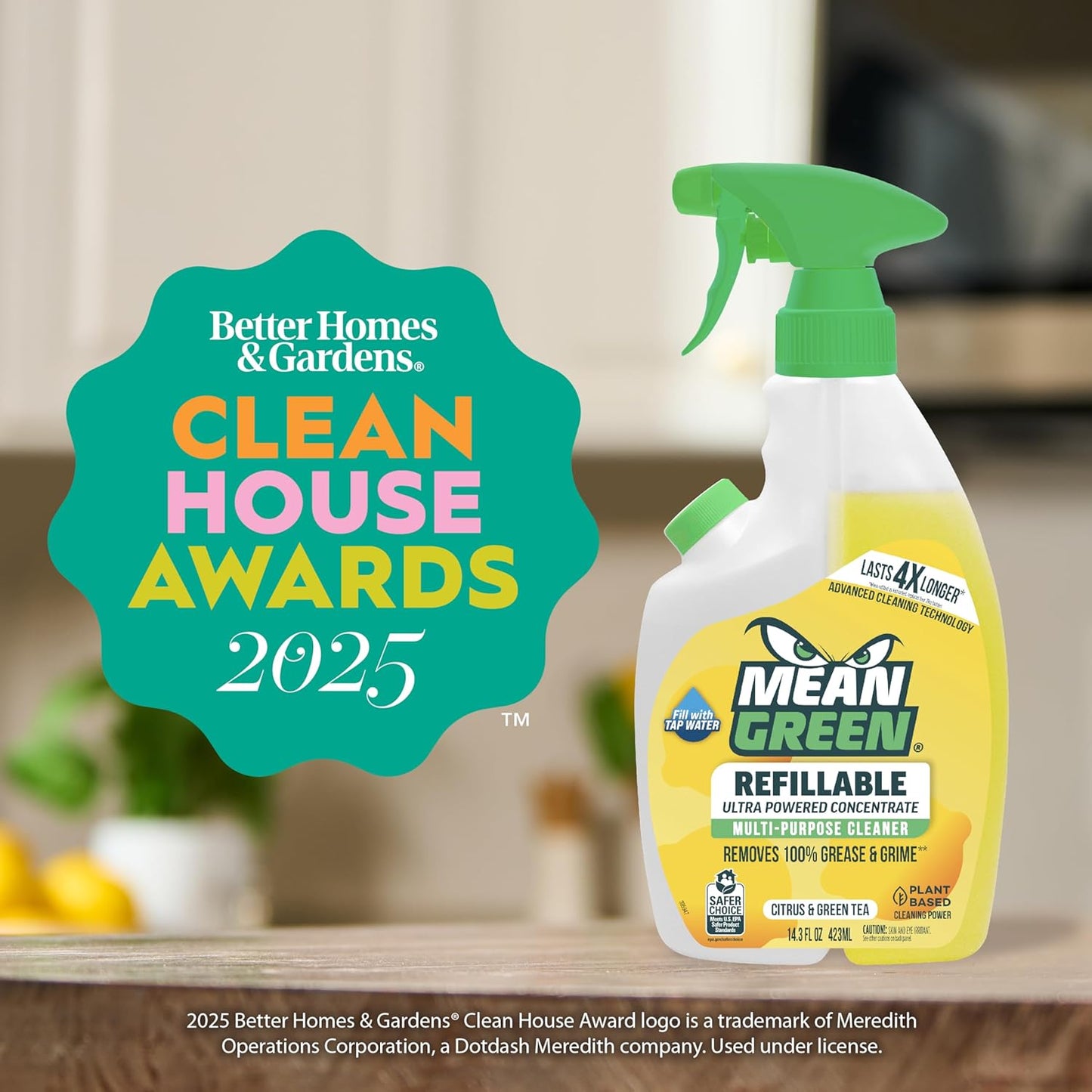 Mean Green Refillable Ultra Powered CONCENTRATE Multi Purpose Cleaner, Citrus & Green Tea, 14.3 fl oz 2-Pack