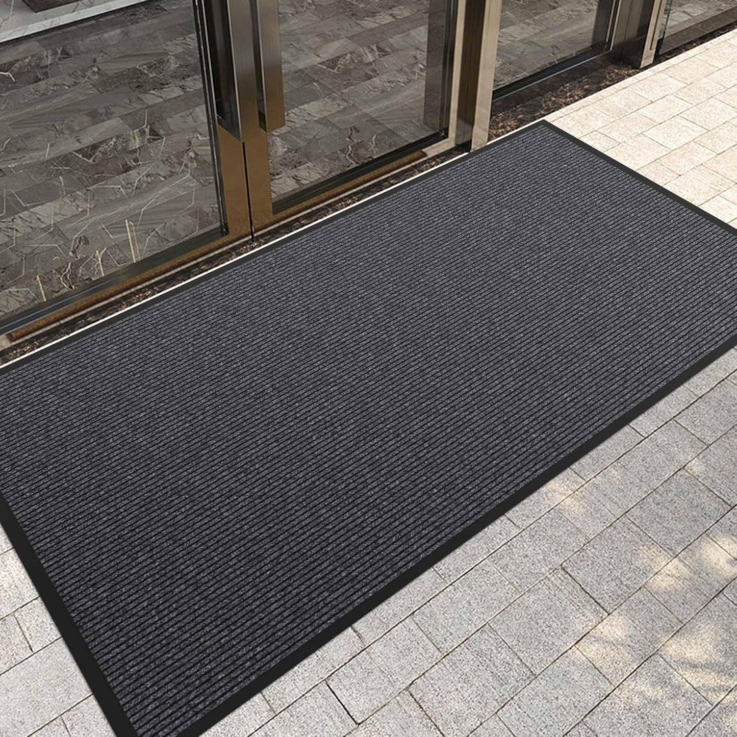 Front Door Mat, 10' x 36" Heavy Duty Indoor Outdoor Doormat, Non-Slip Welcome Mats for Entryway, Rubber Backing Low Profile Commercial Door Mats