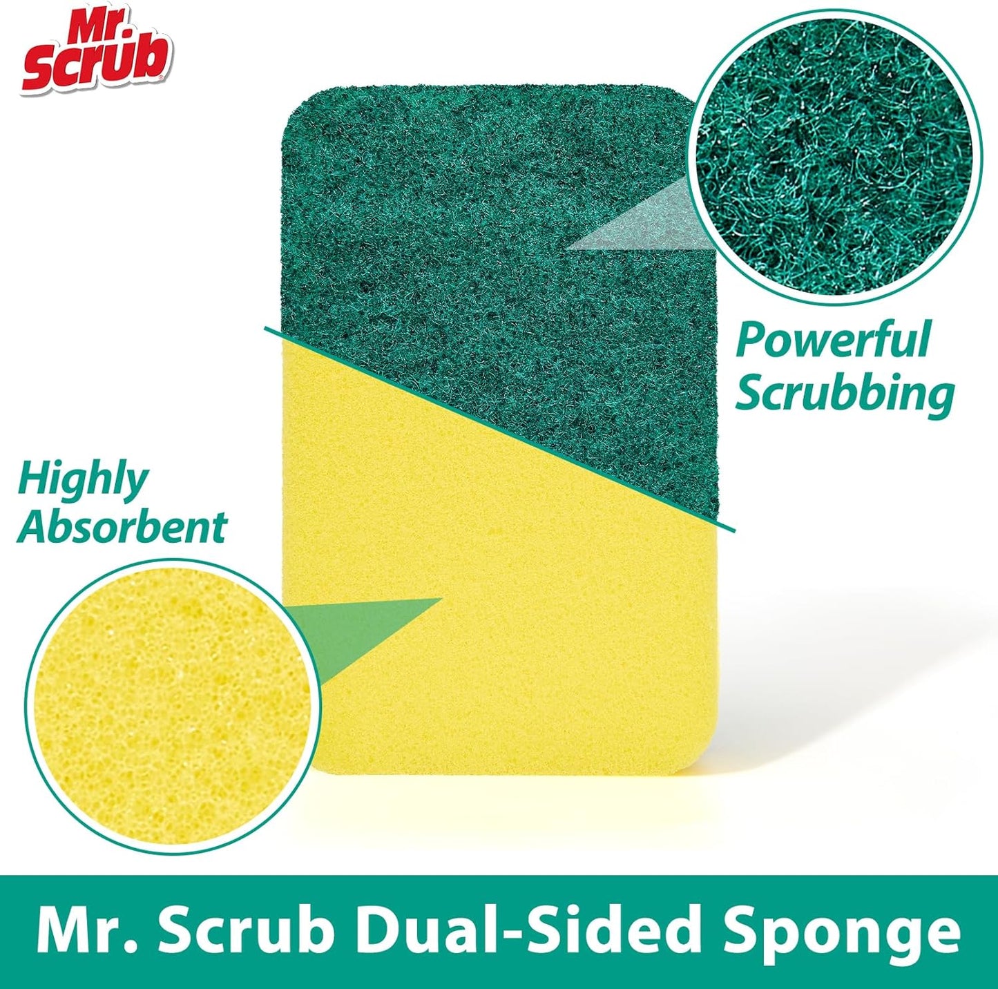 Sponges Kitchen Scrub Dish Sponge Scouring Pad, 48 Pack Cleaning Brush Scrubber Supplies for Soap, Dishwashing Dinnerware Sets Pan Pot Towels Cloth Rags Holder Glass Dishwasher Sink Bathroom