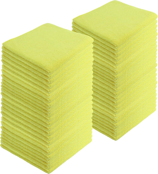 Microfiber Cleaning Cloths, 240 Pack, 16"x16", All-Purpose, Softer, Highly Absorbent, Lint-Free, Reusable, Washable Pro Towels, Yellow, for House, Kitchen, Bathroom, Car, Office