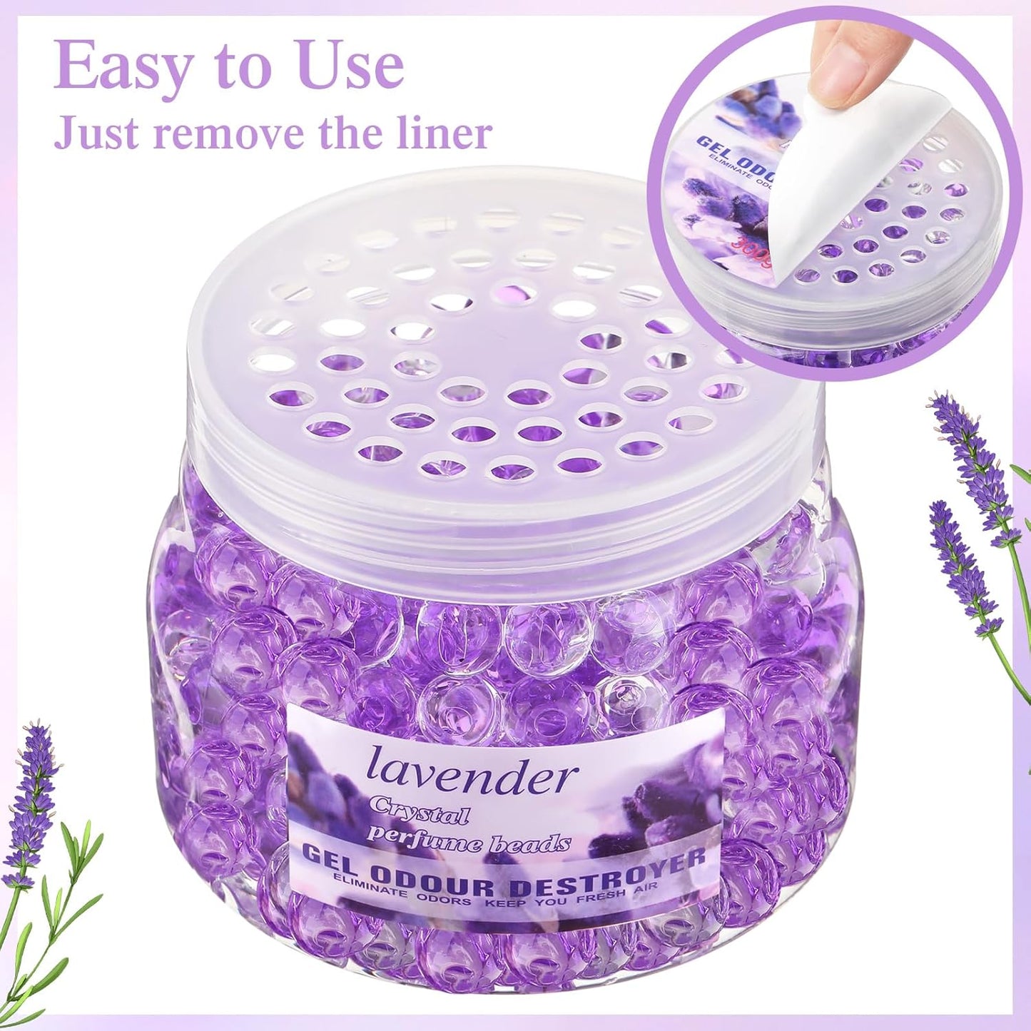 9 Pack Odor Eliminator Gel Beads Bulk 10 Ounces Air Freshener Gel Beads Odor Eliminator for Home, Bathrooms, Cars, Boats and Pet Areas(Lavender)