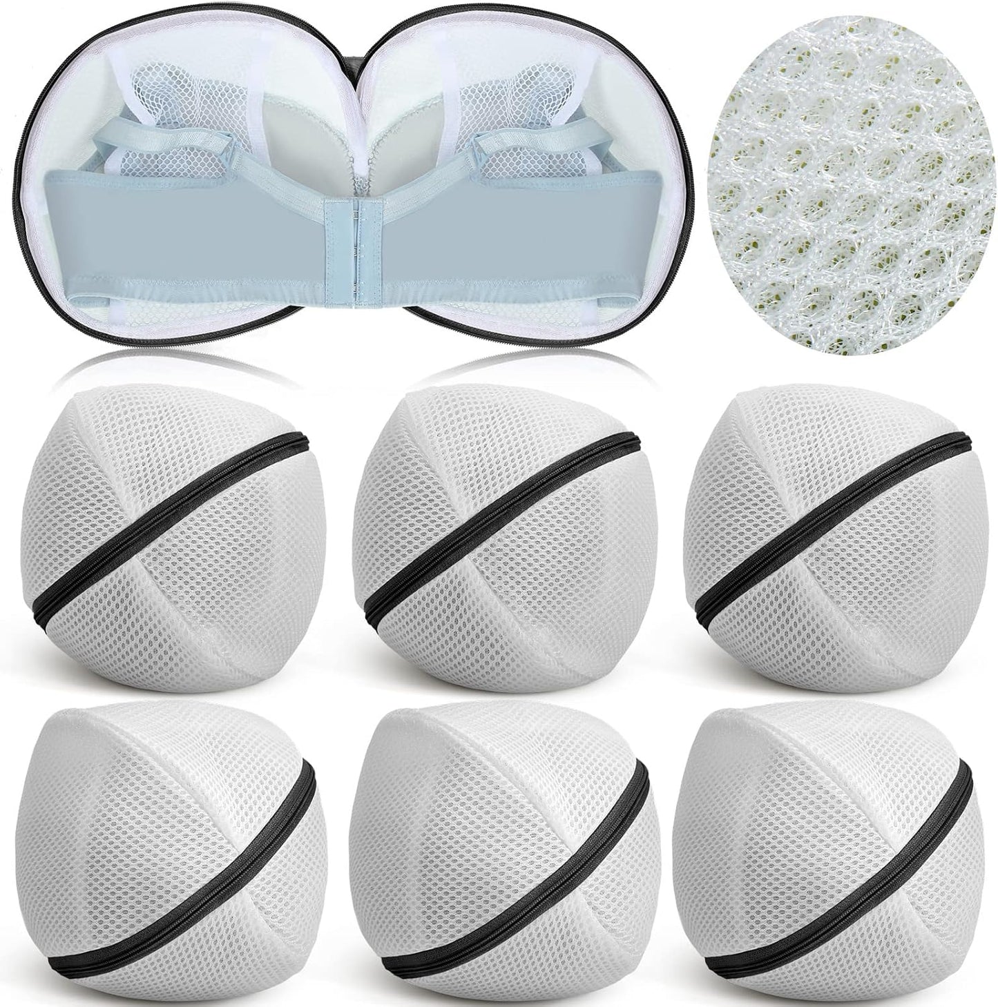 Shappy 6 Pieces Bra Washing Bag for Laundry Mesh Wash Lingerie Underwear Brassiere Washing Bags with Zipper for Women Laundry Storage(7.87 Inch,Black)