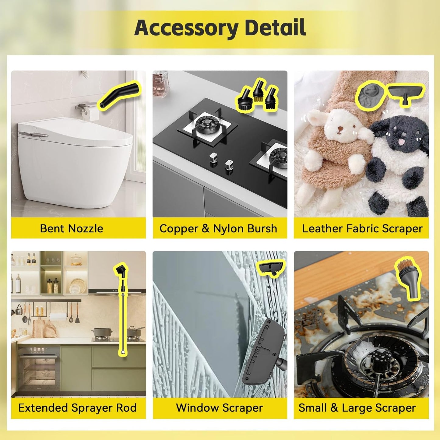 Steam Cleaner, 2500W High Pressure Steam Cleaner for Home, 10s Fast Heat-Up, Chemical-Free Steamer for Cleaning with 6 Steam Levels, 41oz Tank, Handheld Steam Cleaner for Car, Grease, Grout, Tile