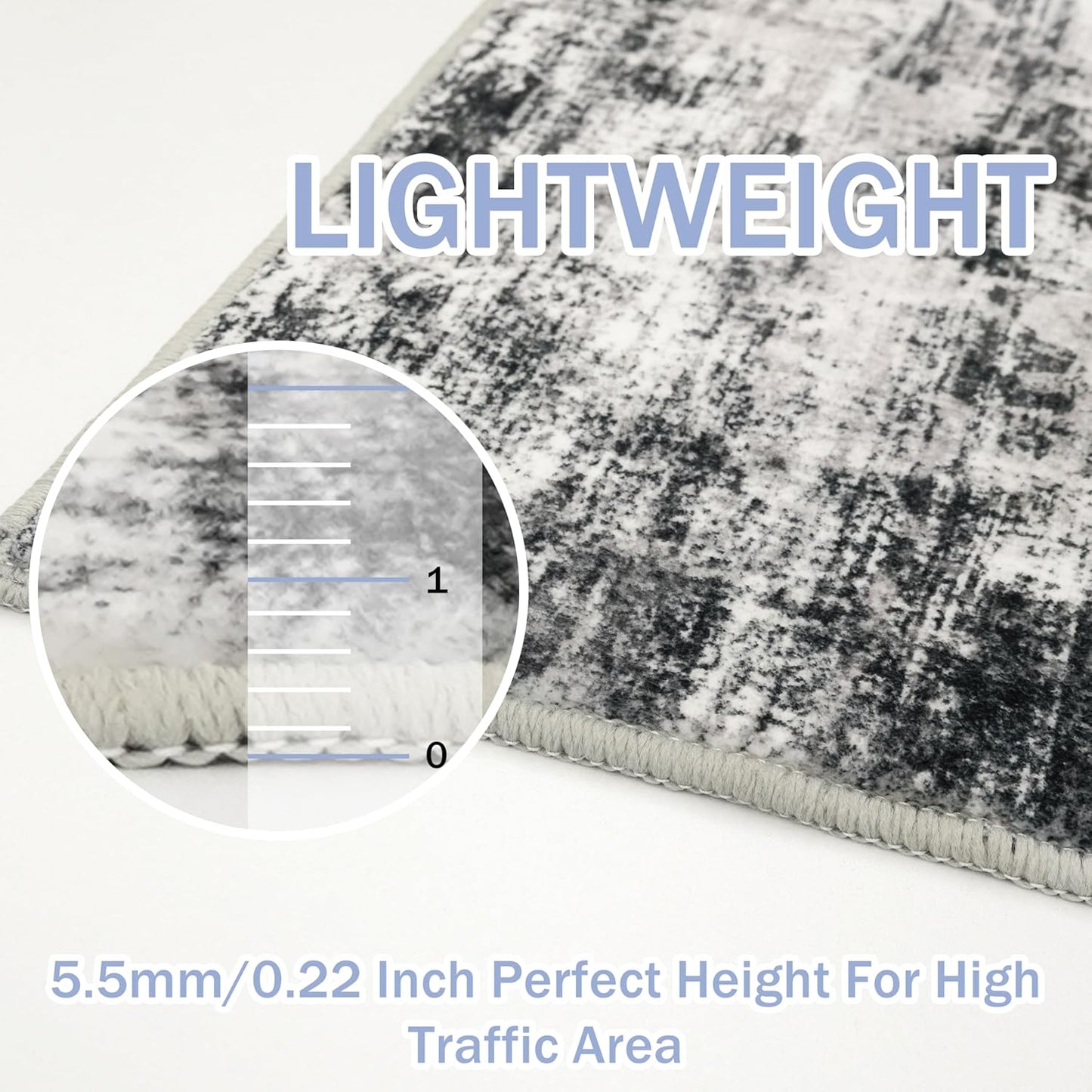 IOHOUZE Abstract Runner Rug 3x14 Ft Washable Runners for Hallways, Non Slip Kitchen Runner Printed Faux Wool Entryway Runner Indoor, Modern Abstract Floor Carpet for Hall Stair, Black Grey