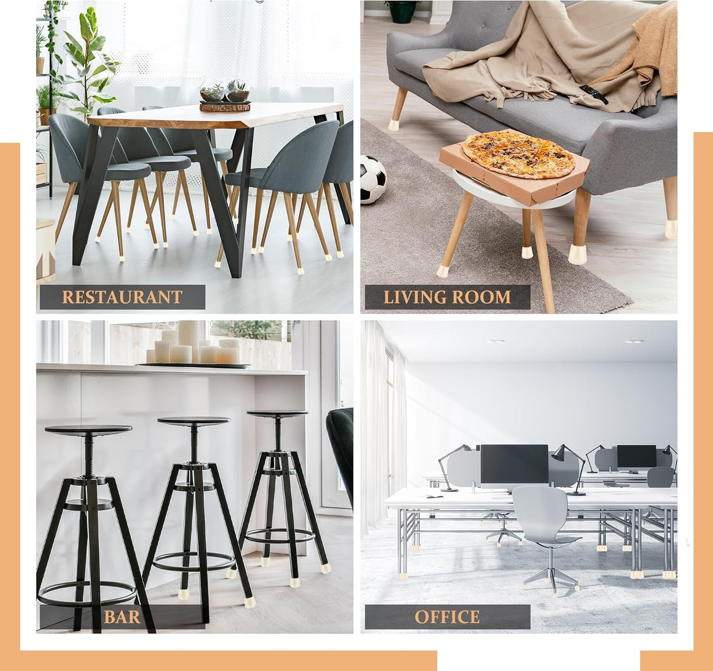 7/8" Round Rubber Chair Leg Tips Caps, Chair Leg Floor Protectors, Non-Slip Chair Leg Caps, Stool Leg Protectors Cap, Folding Metal Chair Leg Tip Replacement (White, 24 Pack)