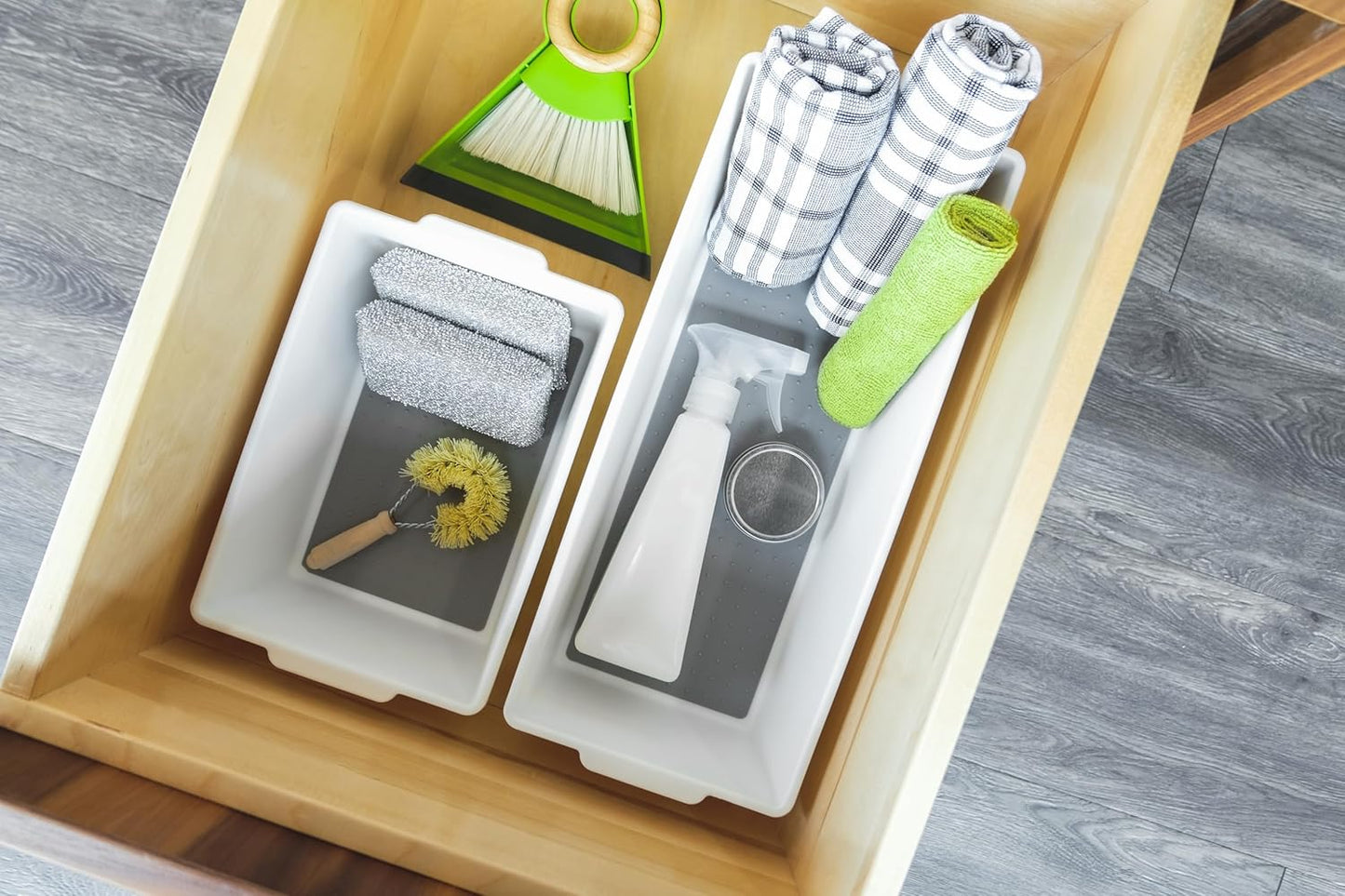 Madesmart Plastic Multipurpose Storage Organizer Deep Bin with Handles, Portable Under Sink and Cabinet Storage Bin, Large, White