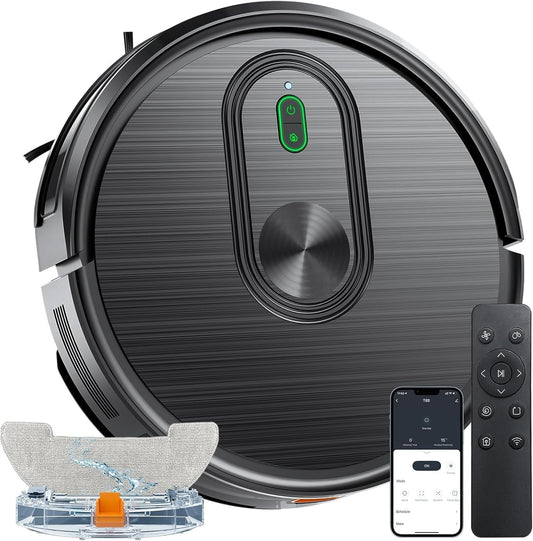 Robot Vacuum and Mop Combo, 2 in 1 Vacuuming & Mopping Robot with Schedule, App/Bluetooth/Voice, 3200Pa Max Suction, Self-Charging Robot Vacuum Cleaner, Slim, Ideal for Pet Hair, Hard Floor, Carpet