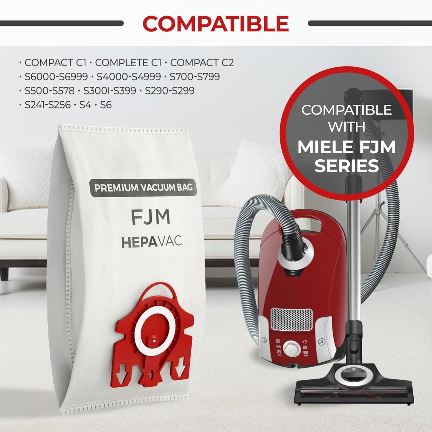 FJM Vacuum Cleaner Bags for Miele - 20 Pack - HEPA AirClean 3D Dust Bags – Fits Compact C1, C2, Complete C1