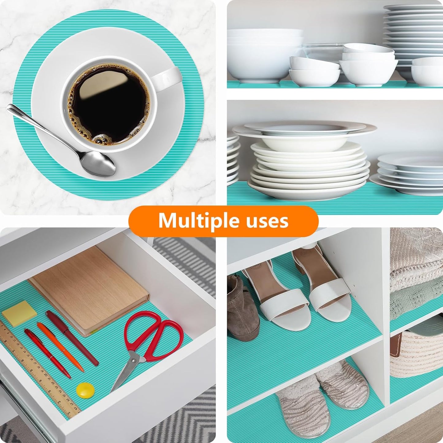 Shelf Liners for Kitchen Cabinets Drawer Liner Non Adhesive Cupboard Mat EVA Material Waterproof Refrigerator Mats Washable Fridge Liner for Cupboard and Desks Liner Blue 11.8 x 393.7 Inches