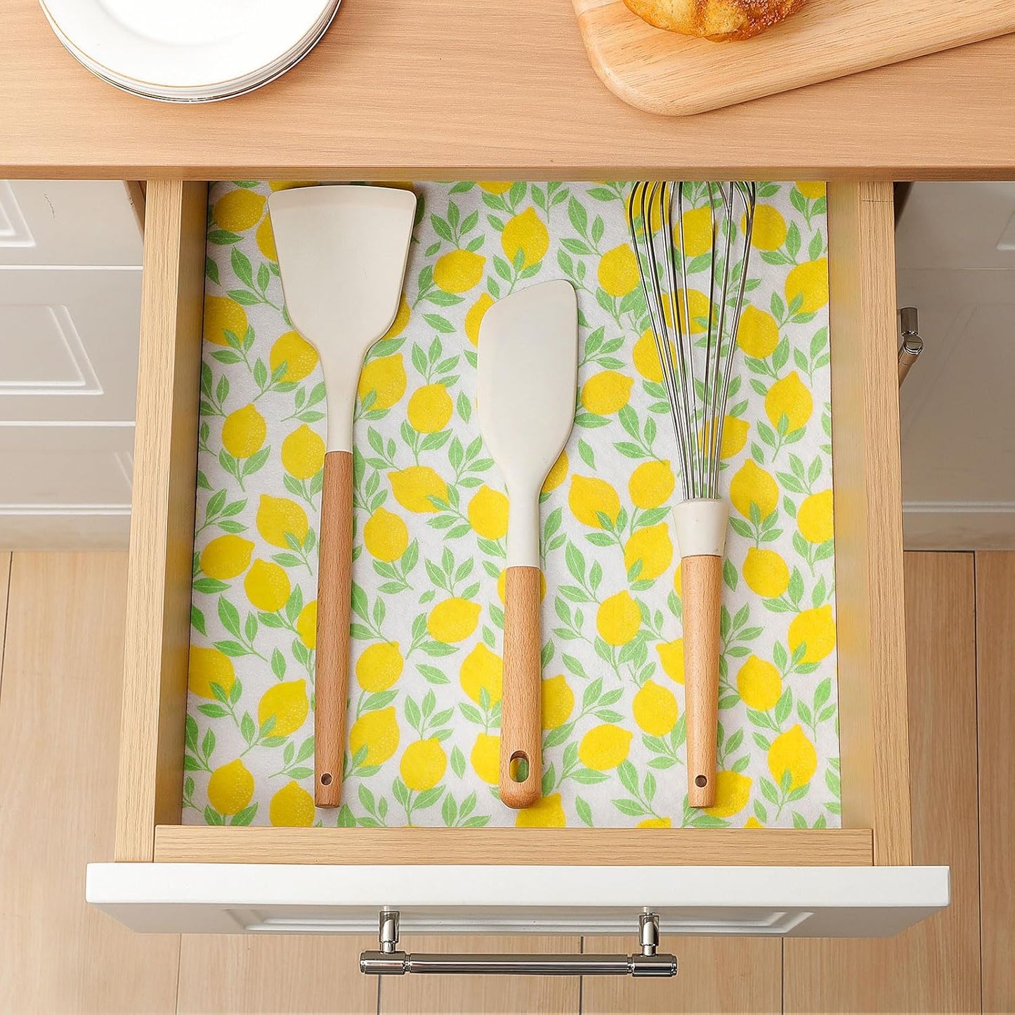 Cooyes 6 Pack Polyester Shelf Liners for Kitchen Cabinets, 12" × 24", Non-Slip Refrigerator Liners Machine Washable, Refrigerator Drawer Mats for Glass Shelves and Kitchen Cabinets