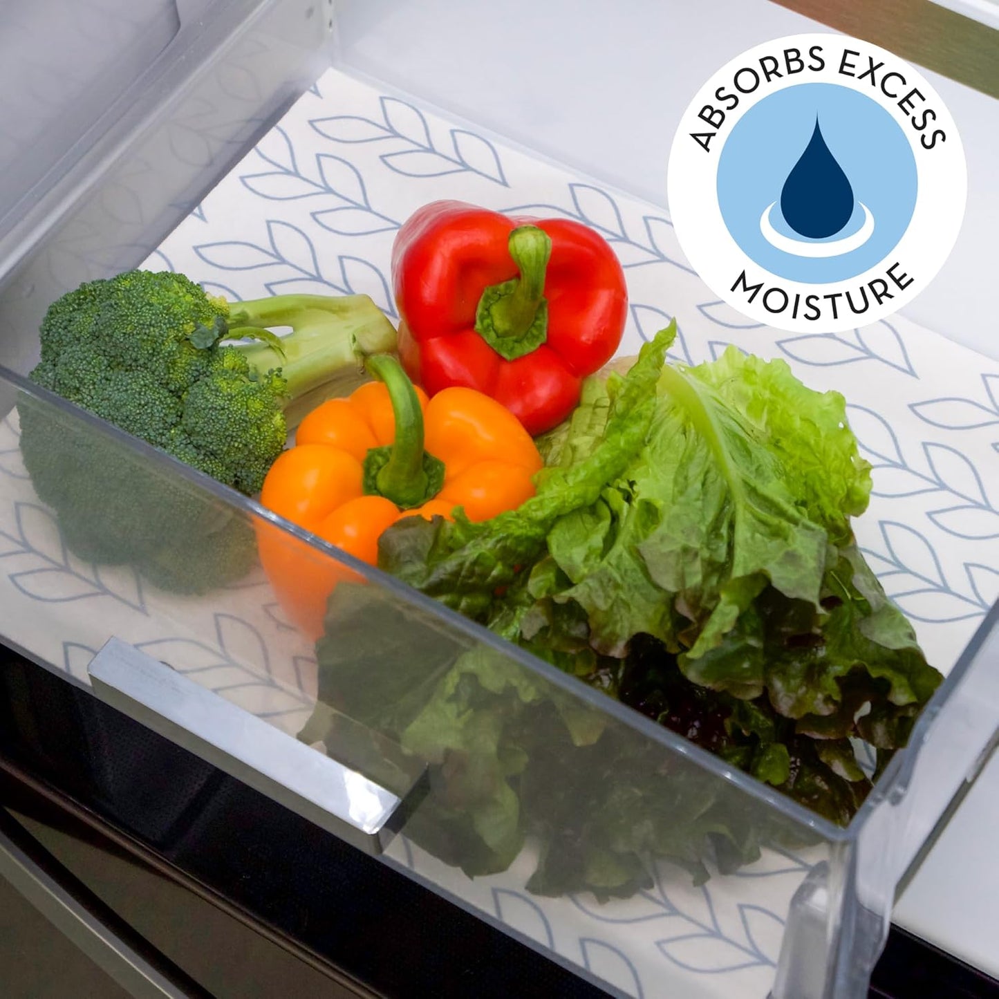 Refrigerator Liners, Shelf Liner, Absorbent Fridge Liners, 12 Inch x 24 Inch, Slate Leaf Print, 6 Pack