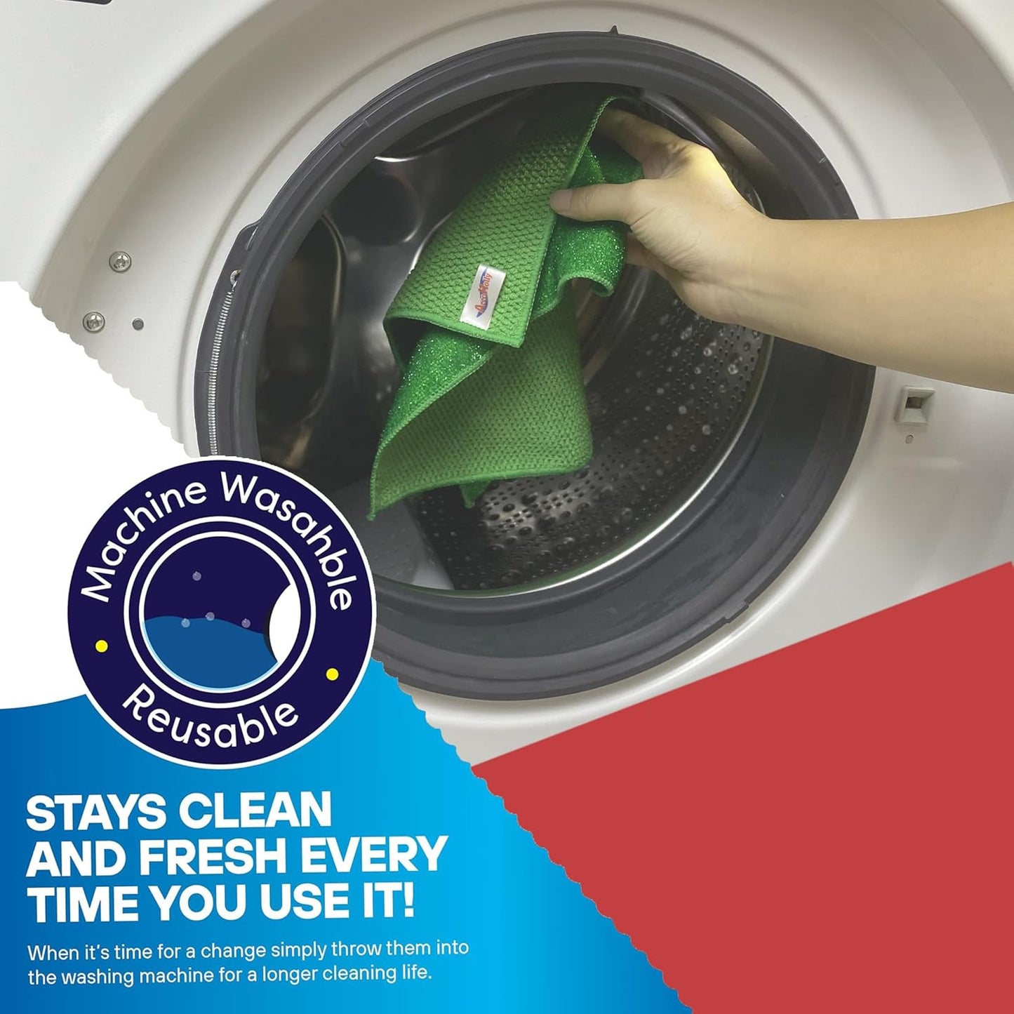 Microfiber Scrub Dish Cleaning Cloth, Non-Scratch, Reusable & Durable for Pan Pot Dish Cooktop Counter Kitchen Household, Machine Washable, 4-Pack, 11.5 x 11.5 inch, Blue & Green Color Assorted