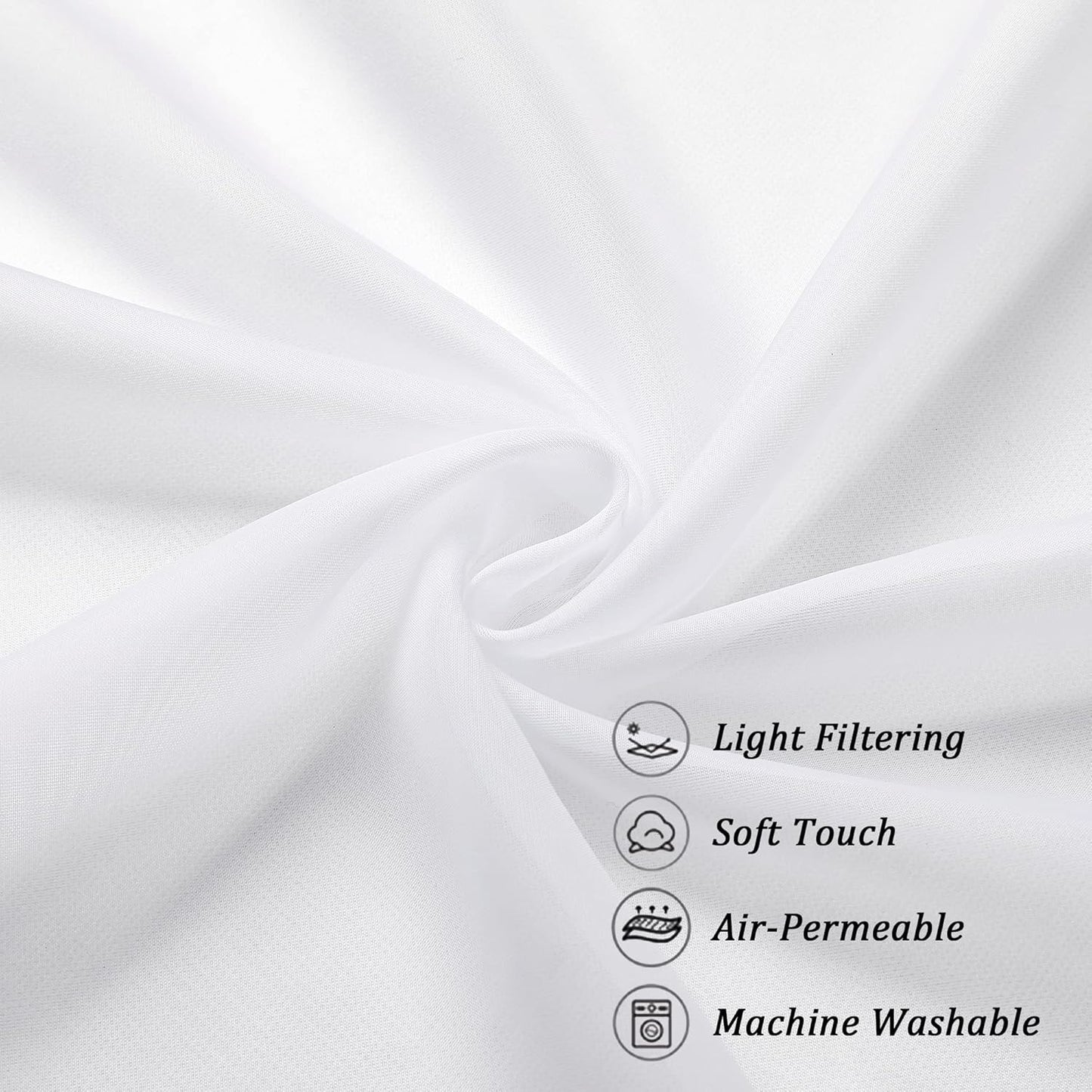 Chyhomenyc White Sheer Curtains 54 Inch Long 2 Panels Set, Short Voile Rod Pocket Drapes for Dinning Small Windows Bathroom Living Room Bedroom, Each 42Wx54L in, 2PCS, White