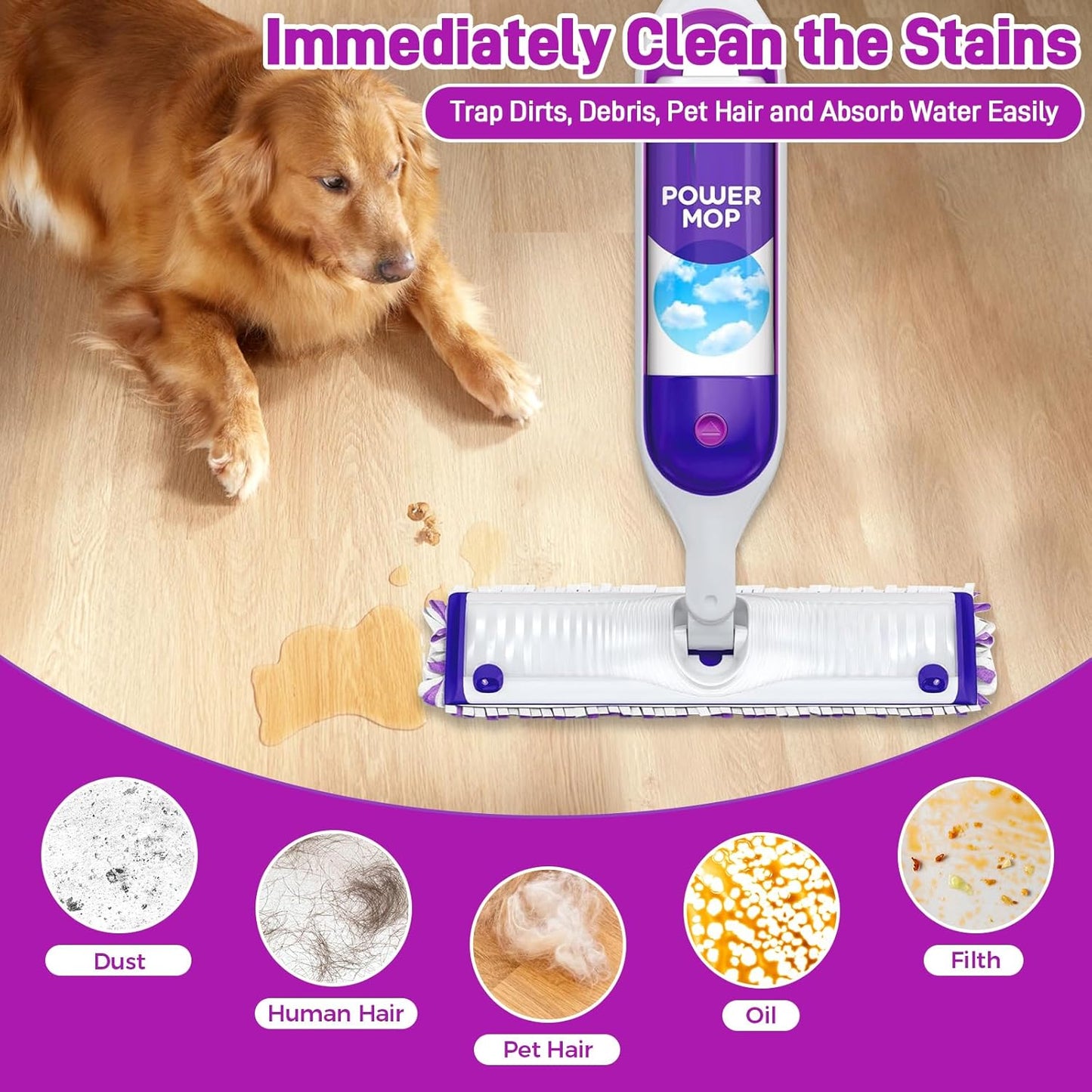 30-Pack Disposable Microfiber Power Mop Pad Refills Compatible with Swiffer Power Mop Refills,Replacement Pads for Swiffer Wet Pads Refill,Non-Washable & Unscented