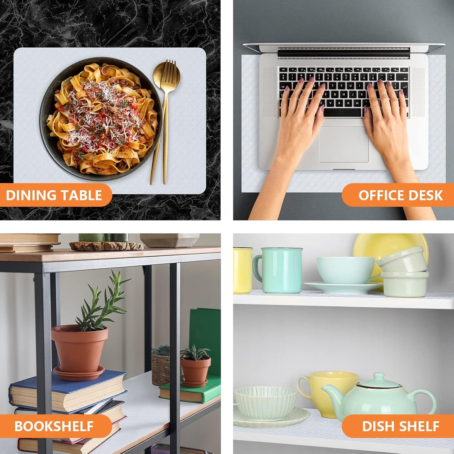 Shelf Liners for Kitchen Cabinets Refrigerator Liners Waterproof & Oil-Proof Kitchen Cupboard Liner Non-Slip Drawer Mats EVA Material Non Adhesive Fridge Liner for Shelves -White 17.5 x 393.7 Inches