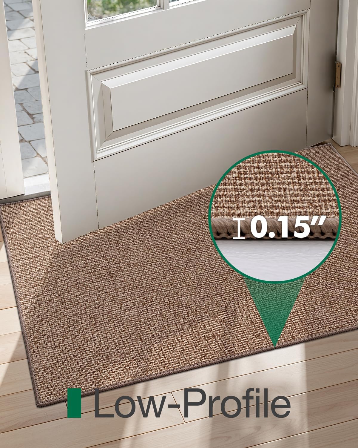 LUMI Indoor Door Mat 24"x36", Ultra Thin Low Profile Non-Slip Doormat for Home Entrance, Absorbent & Stain-Resistant Welcome Mats, Washable Entryway Mat for Front Door, Patio, Porch, Camel